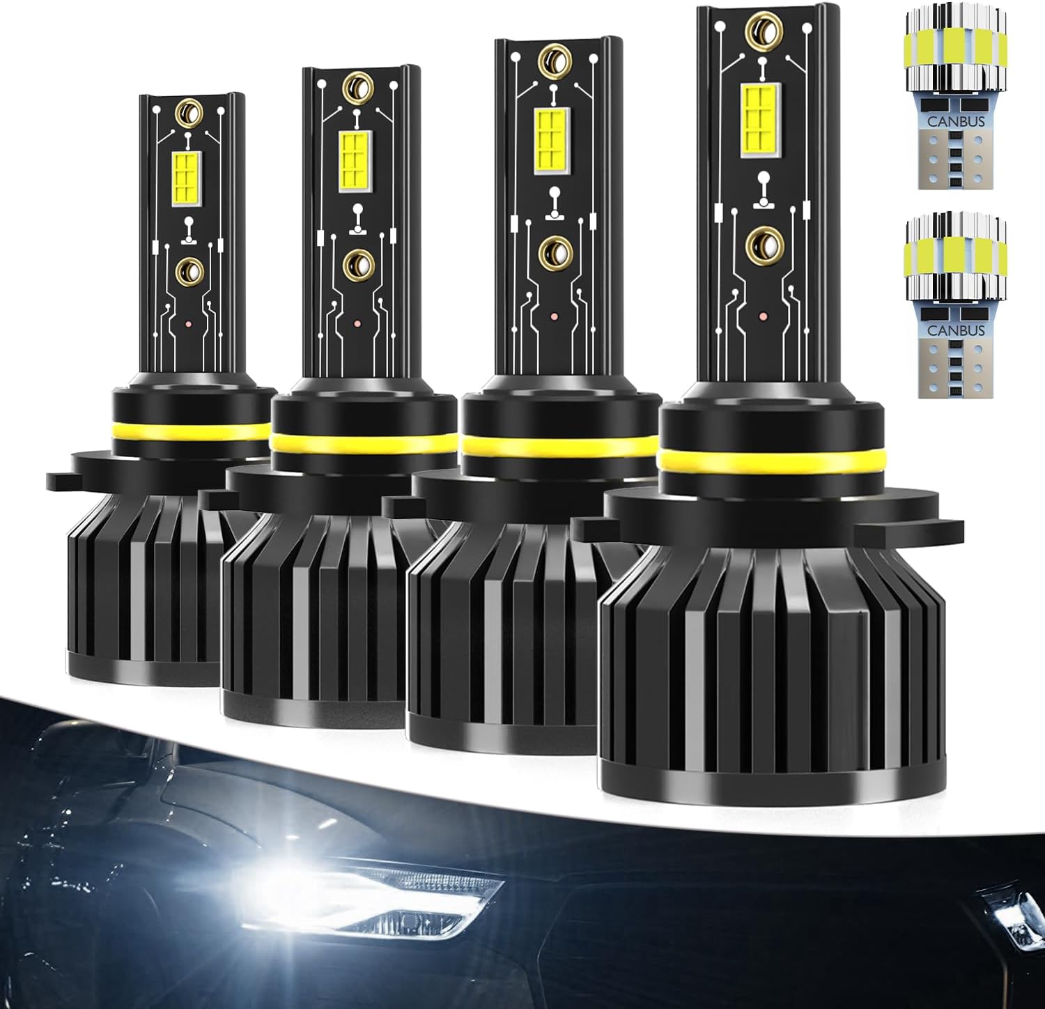 Light Bulbs Fit for Chrysler 300 2016-2023,High Low Beam Combo 9005 9005 Lights with Cooling Fan,600% Brighter Powersports Bulbs License Plate Light,Plug and Play,6PCS
