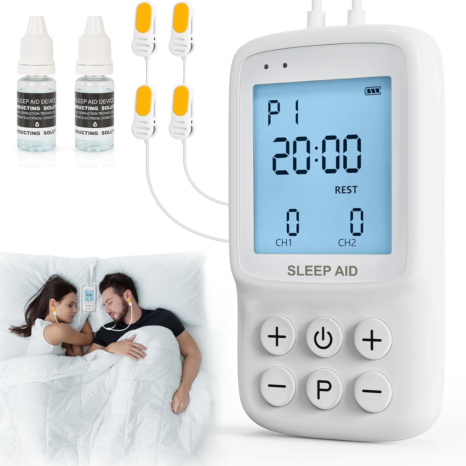 Dual Channel Sleep Aid Device for Better Sleep, Stress Relief, Anxiety, Insomnia, 3 Modes & 20 Intensity Levels Relaxation Device for Burnout, Rejuvenation, Improve Focus, Long-Term Wellness
