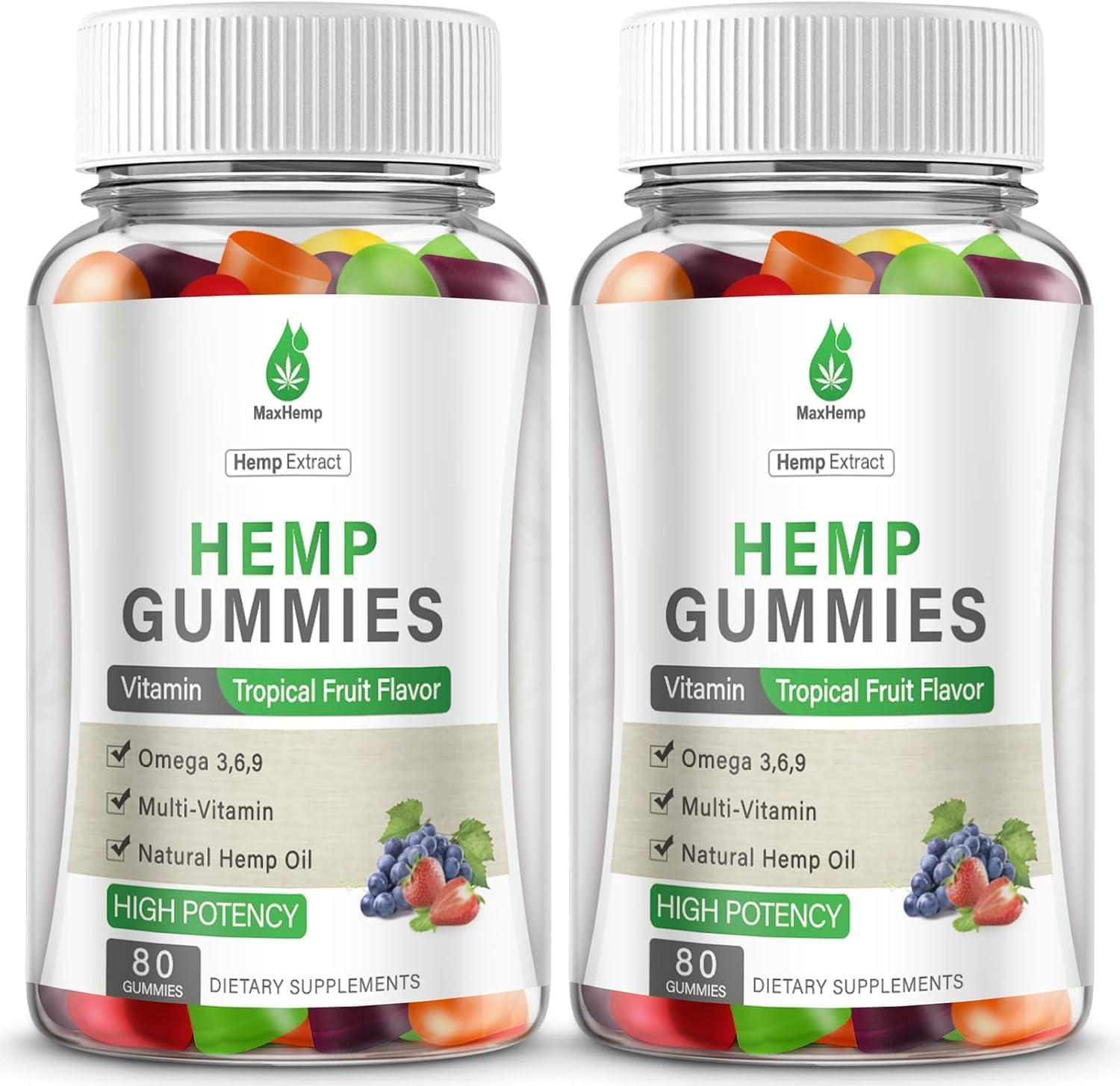 Hemp Gummies High Potency for Pain, Sleep, Anxiety - 2 Packs Hemp Gummy 100% Natural Organic Extra Strength with Pure Hеmp Oil Extract Vegan Bear Candy