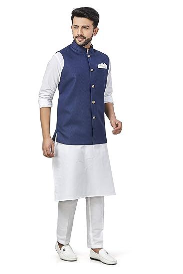 baaamboos Men Cotton Blend A-Line Kurta Pyjama