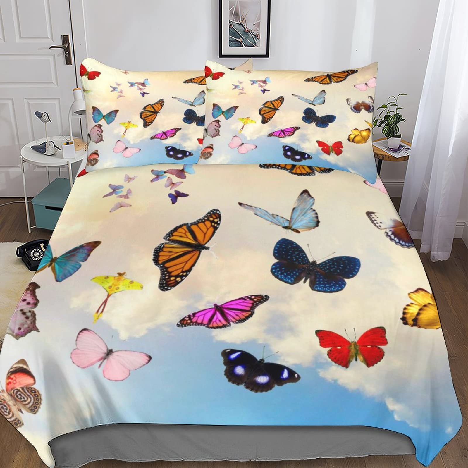 Parure de lit 3D motif floral double 200x200cm en microfibre premium