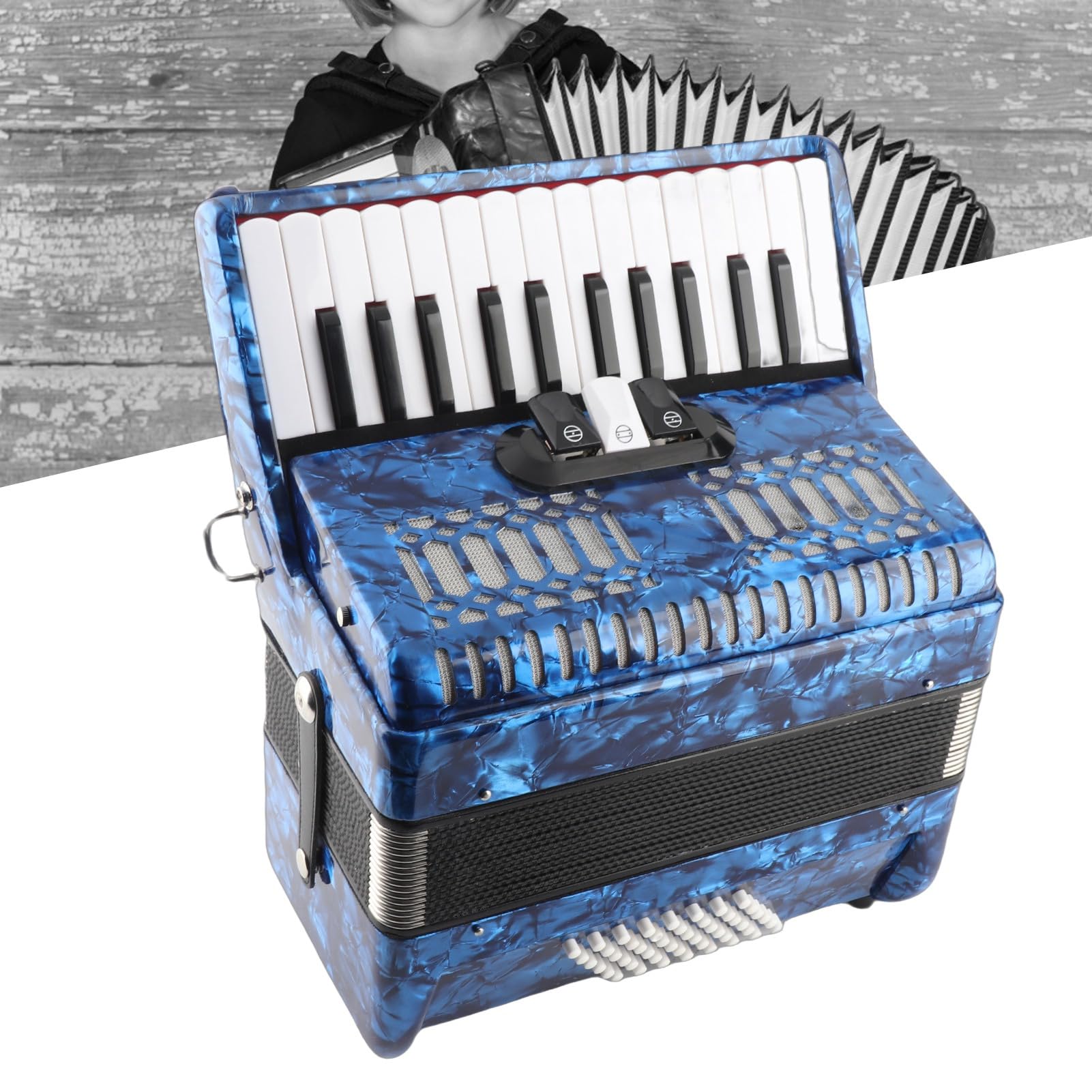 Fisarmonica in Celluloide in Materiale ABS 26 Tasti 48 Bassi Fisarmonica per Principianti per Pianoforte per gli Amanti degli Strumenti Musicali