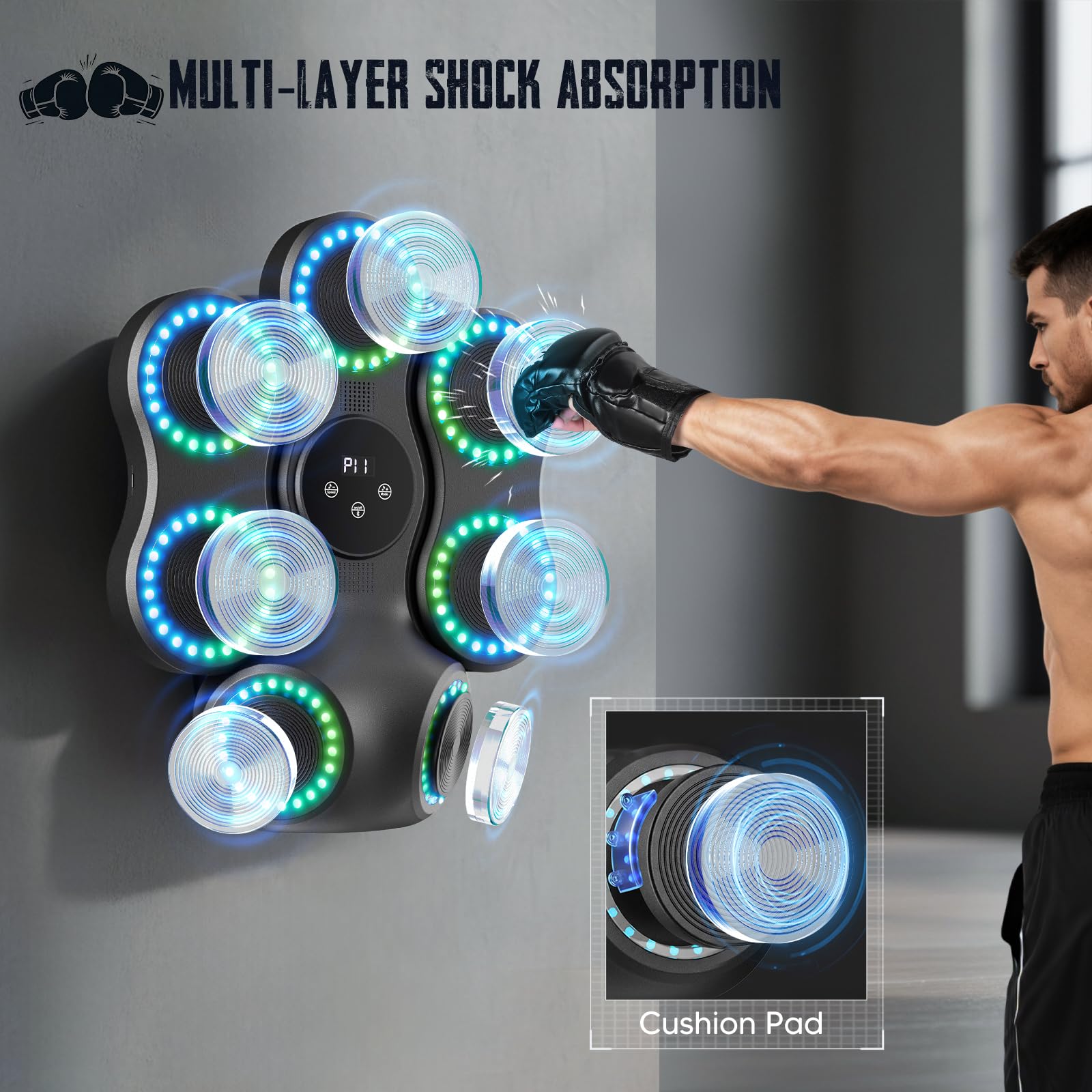 Music Boxing Machine, macchina da boxe musicale per adulti e bambini, montaggio a parete, allenamento del ritmo interattivo, 9 modalità, giocattolo sportivo per la casa
