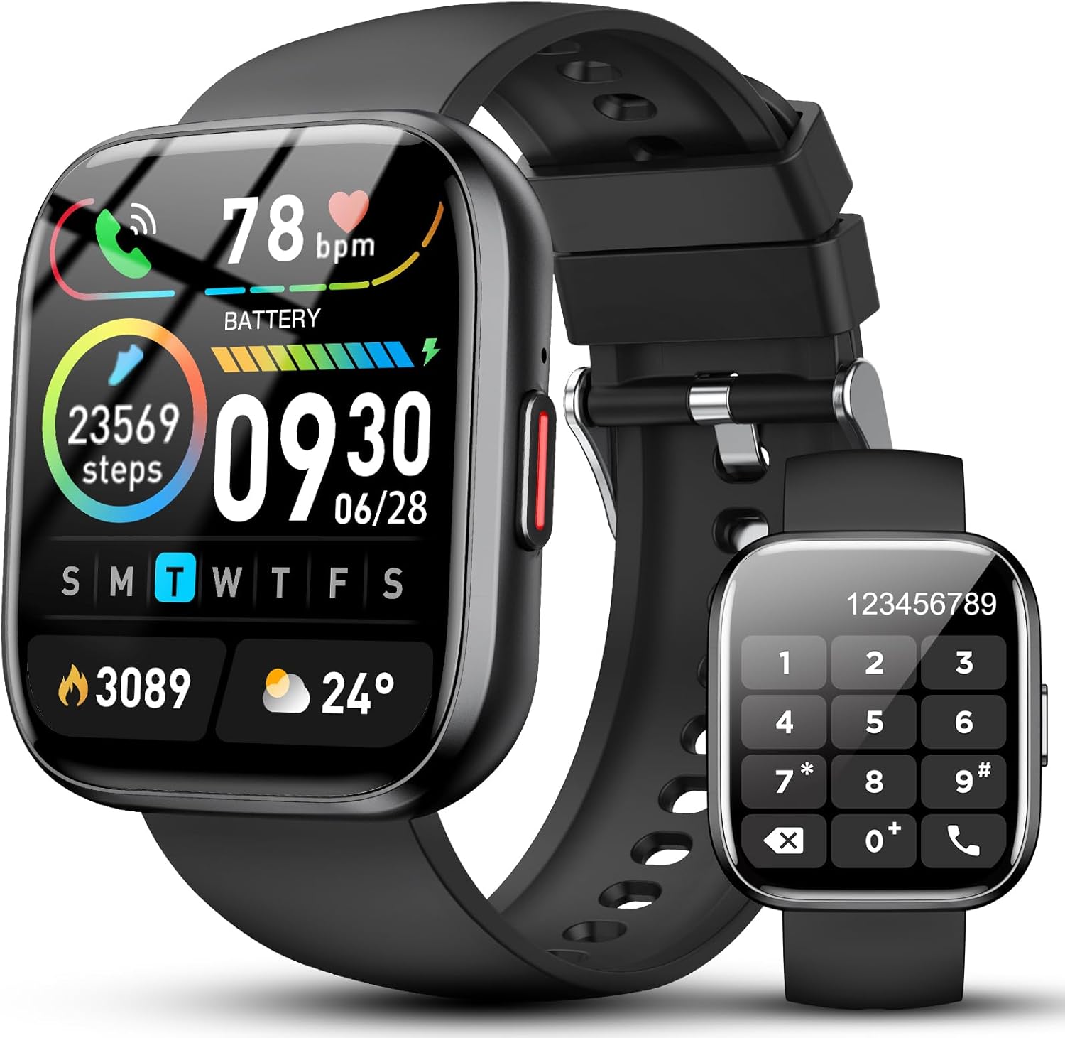 Montre intelligente pour hommes et femmes, montre intelligente HD de 1,85 pouces avec appel Bluetooth, plus de 110 montres de sport avec moniteur de fréquence cardiaque/moniteur de sommeil/podomètre, bracelet de montre intelligente étanche IP68