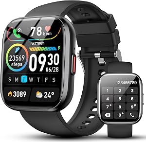 VKROBAG Smart Watch for Women Men Answer/Make Calls, 1.85″ HD Fitness Watch with Step Counter/Heart Rate/Sleep Monitor, 11…