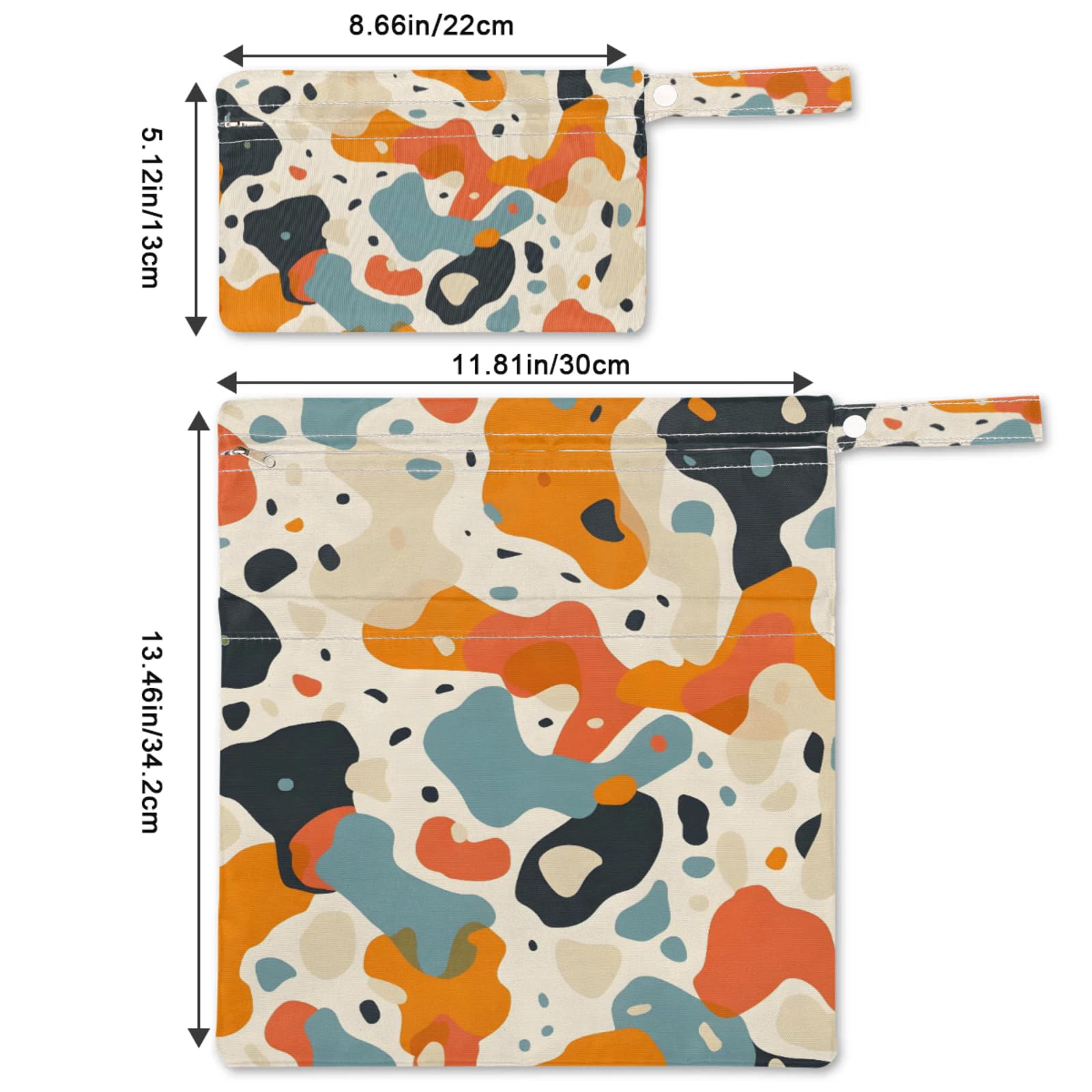 GzLeyigou 2 Set Fluid Orange Wet Dry Bags for Baby Cloth Diapers Waterproof Reusable Storage Bag for Travel,Beach,Pool,Daycare,Stroller,Gym,Laundry,Dirty Clothes,Swimsuits Wet Clothes, Wet Bag