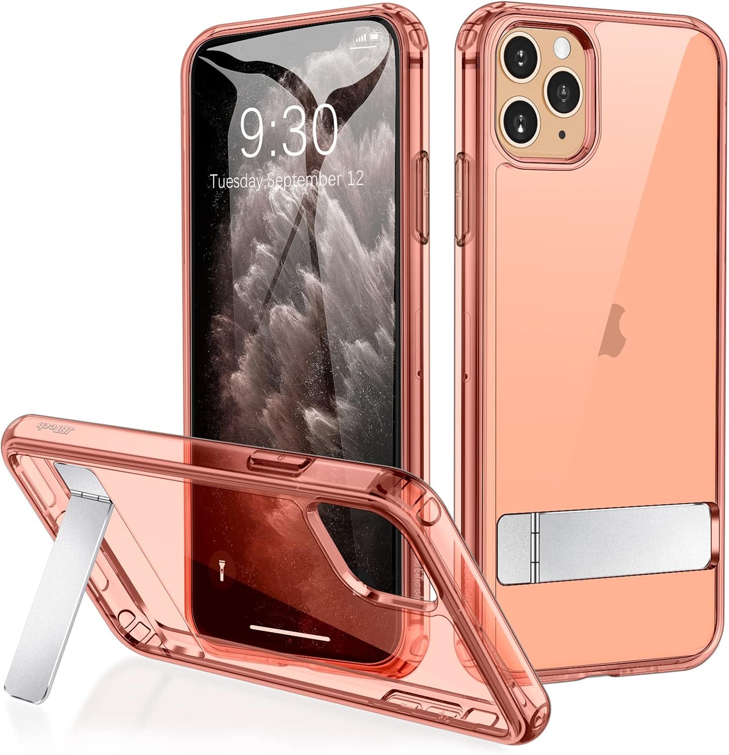 JETech Case for iPhone 11 Pro 5.8-Inch with Stand, Support Wireless Charging, Slim Shockproof Bumper Phone Cover, 3-Way Metal Kickstand (Rose Gold)