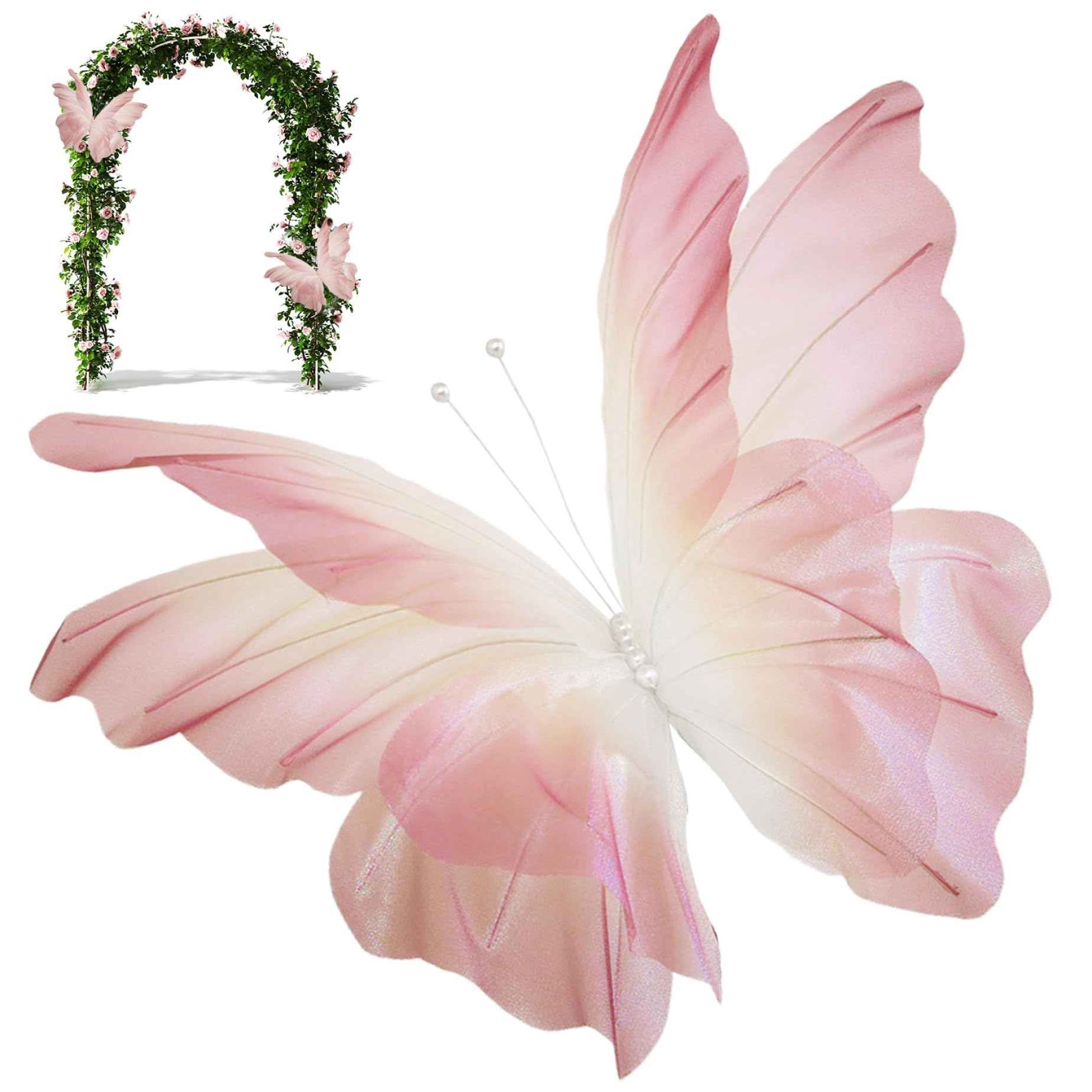 Papillons en soie réalistes 65 cm ornement haut de gamme artisanat