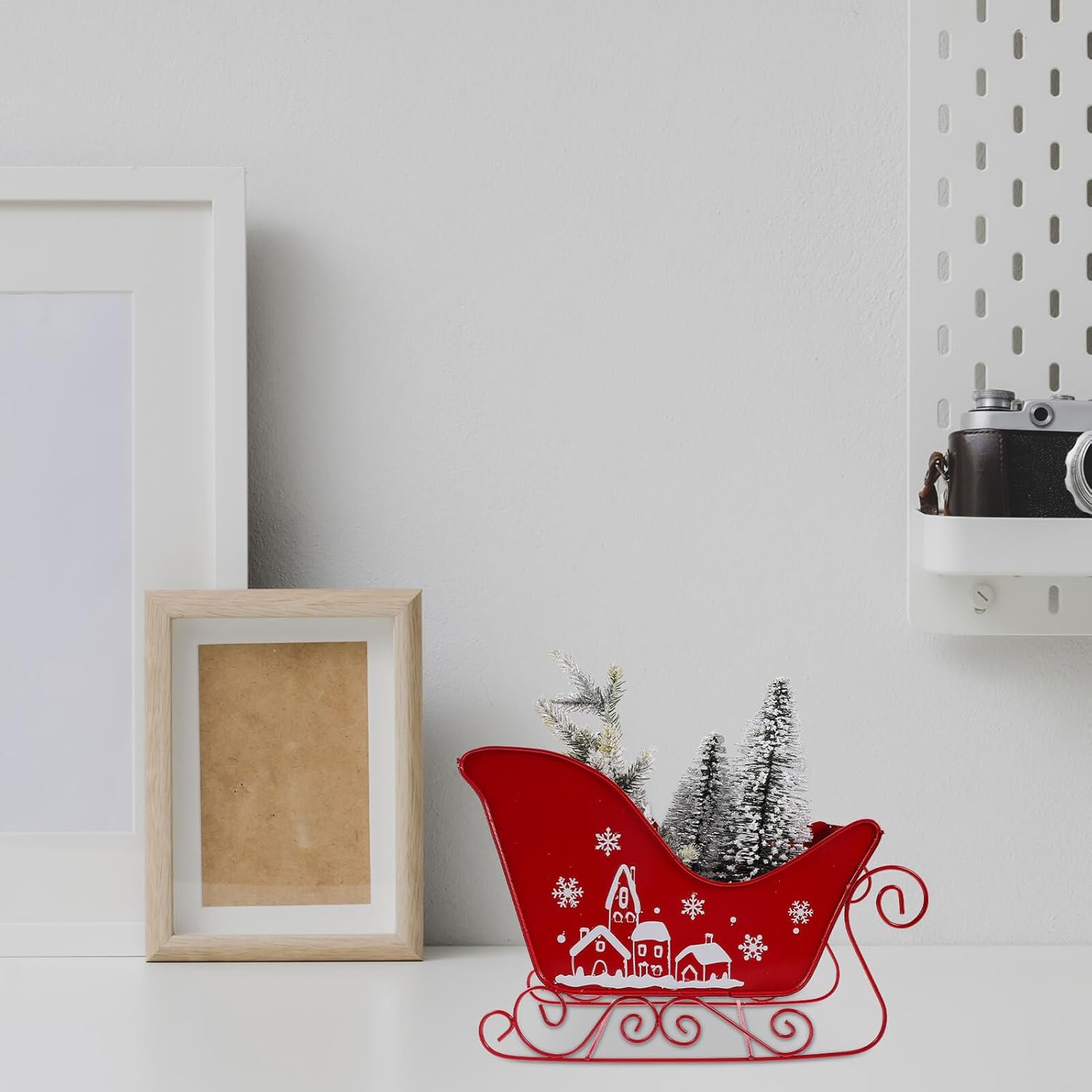 Christmas Sleigh Decoration Medium Size Christmas Tree Sleigh Ornament Desktop Holiday Tabletop Decor for Home Seasonal Festive Display