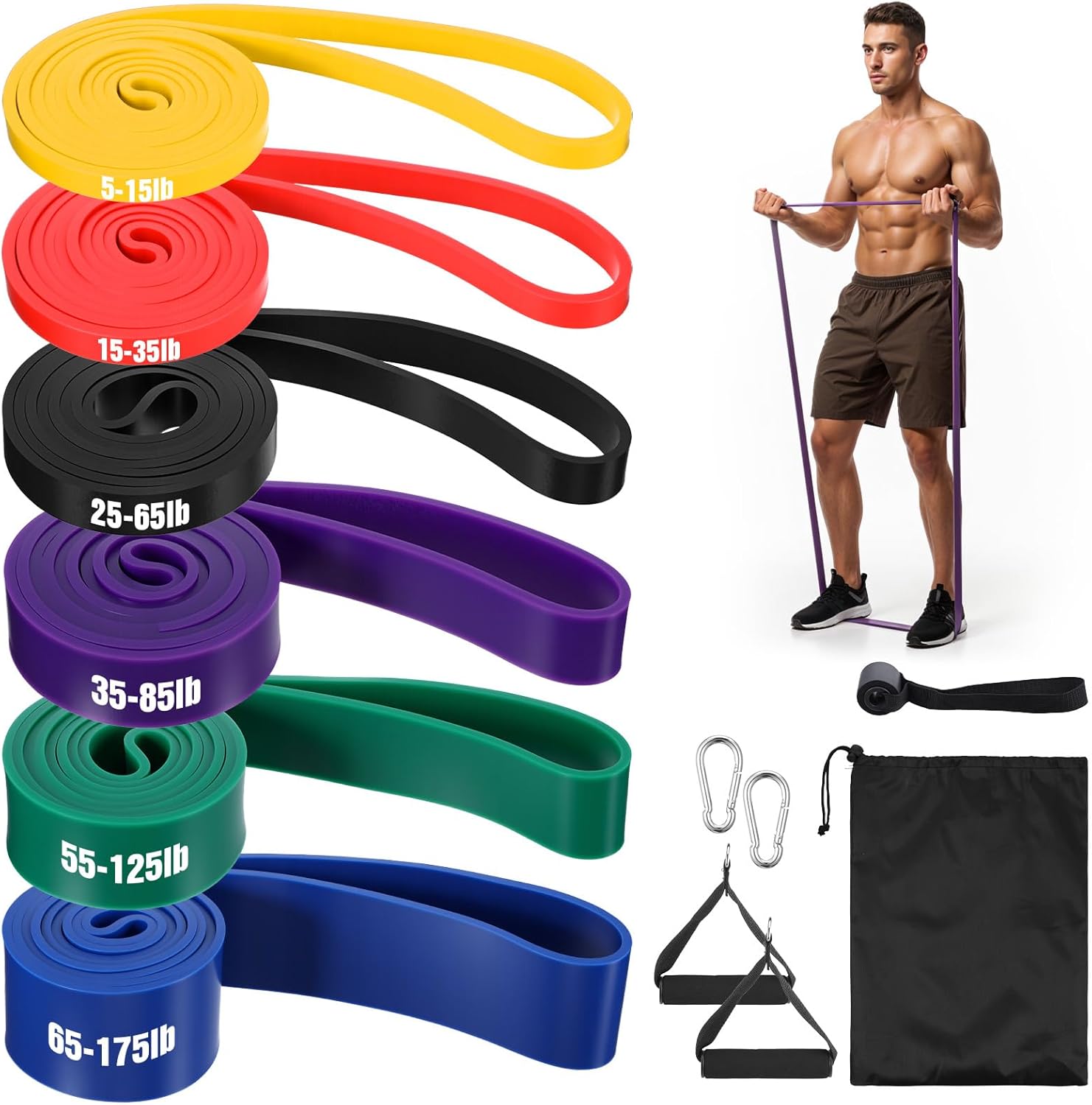 Resistance Bands Pull Up Bands for Men Women, Exercise Resistance with Door Anchor Heavy Duty Stretch Exercise Muscle Training