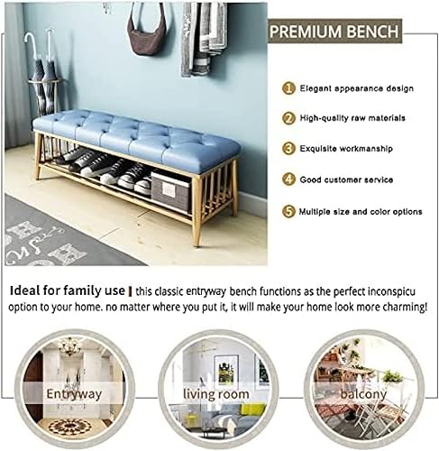 Miniatura 6 de Asiento de piel sintética, taburete para zapatos de entrada para sala de estar, zapatero de primera calidad, banco de zapatos, banco dorado moderno,