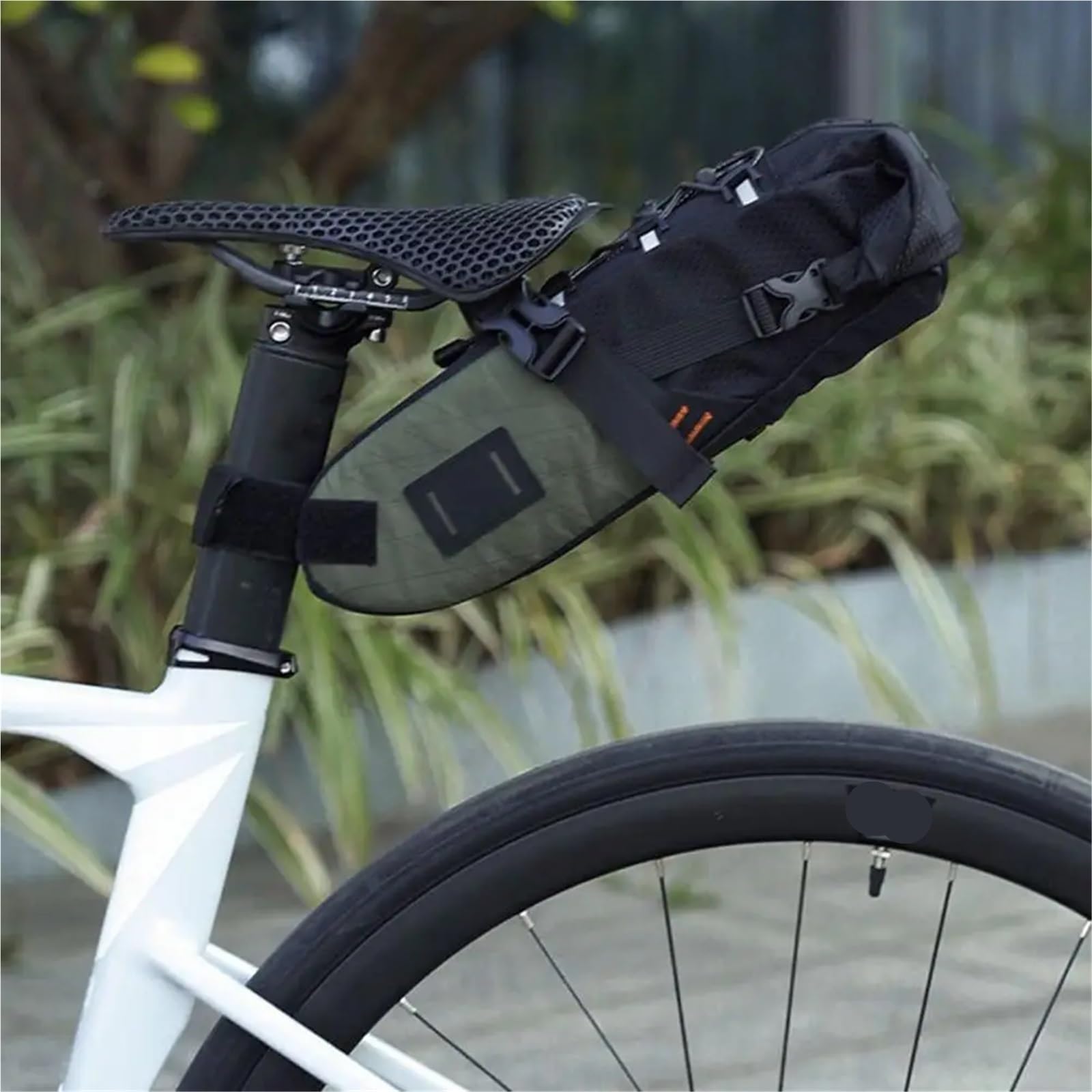 Borsa Da Sella Bici Borsa portaoggetti for sella bicicletta di grande capacità da 5,8 litri, borsa bici, riflettente impermeabile ciclismo(Orange)