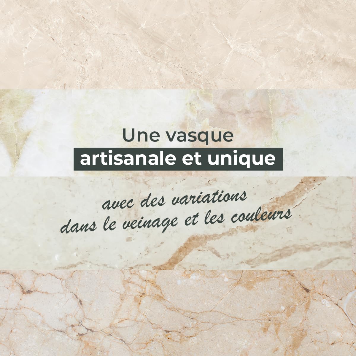 Vasque à poser en marbre crème, Coreal 45×35×10 cm
