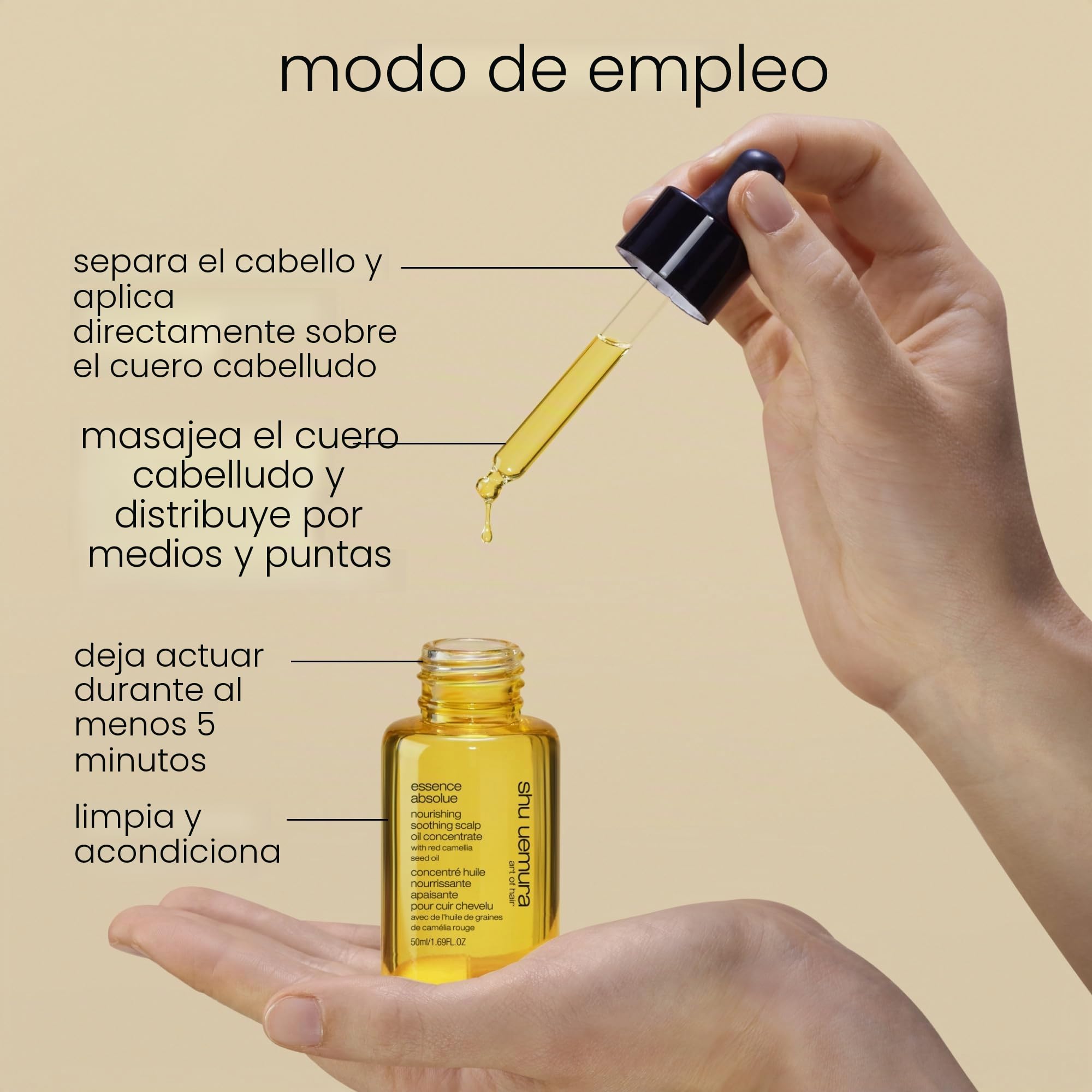 Shu Uemura Aceite Capilar Concentrado Essence Absolue, Aceite Nutritivo Calmante para el Cuero Cabelludo, Alivia el Picor y la Sequedad, 50 ml