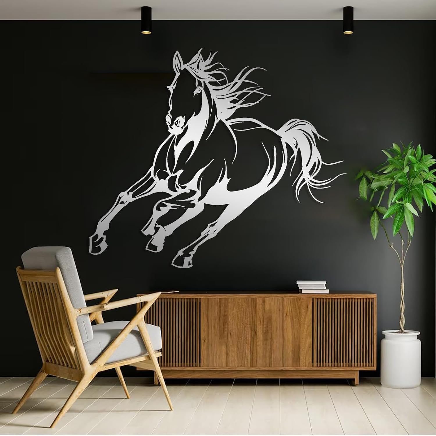 直営店☆Gaomiのストアを表示☆Gaomi 鉄の金属芸術馬壁ハングアップアート室内装飾庭の装飾屋内屋外中庭用 馬の愛好家のギフト (黒, 24"x30