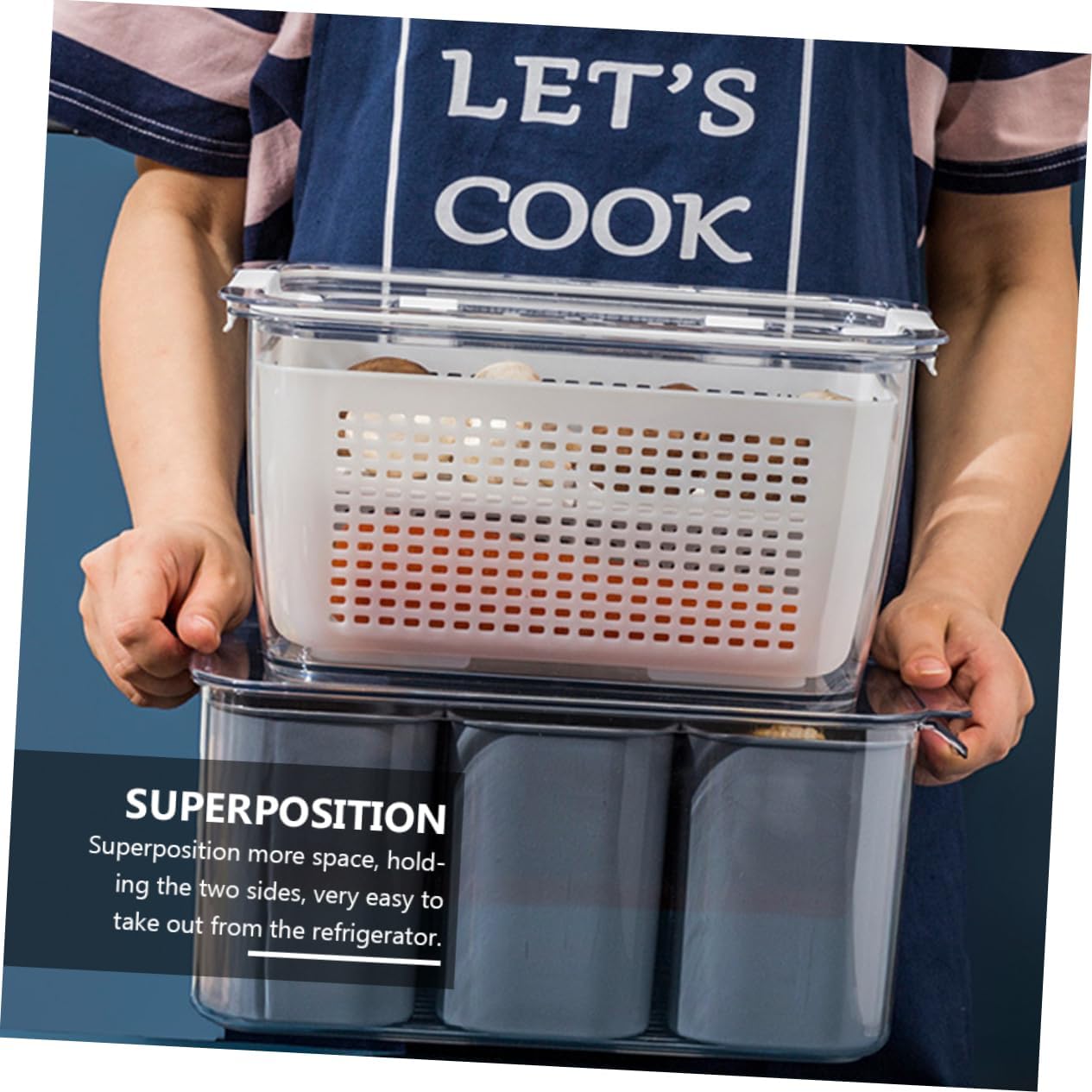 1pc Refrigerator Storage Box Lid Kitchen Food Preservation Container for Fruits and Vegetables Fridge Organizer and Sealed Design for Home and Restaurant Use