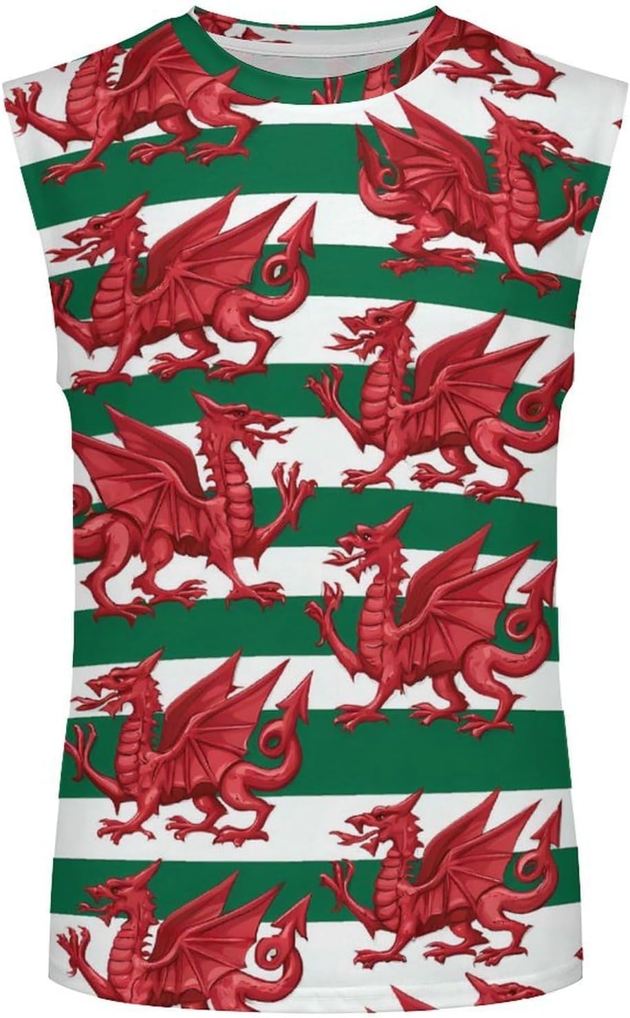 Welsh Dragon Pattern Men Summer Sleeveless Crew Neck Top 5XL
