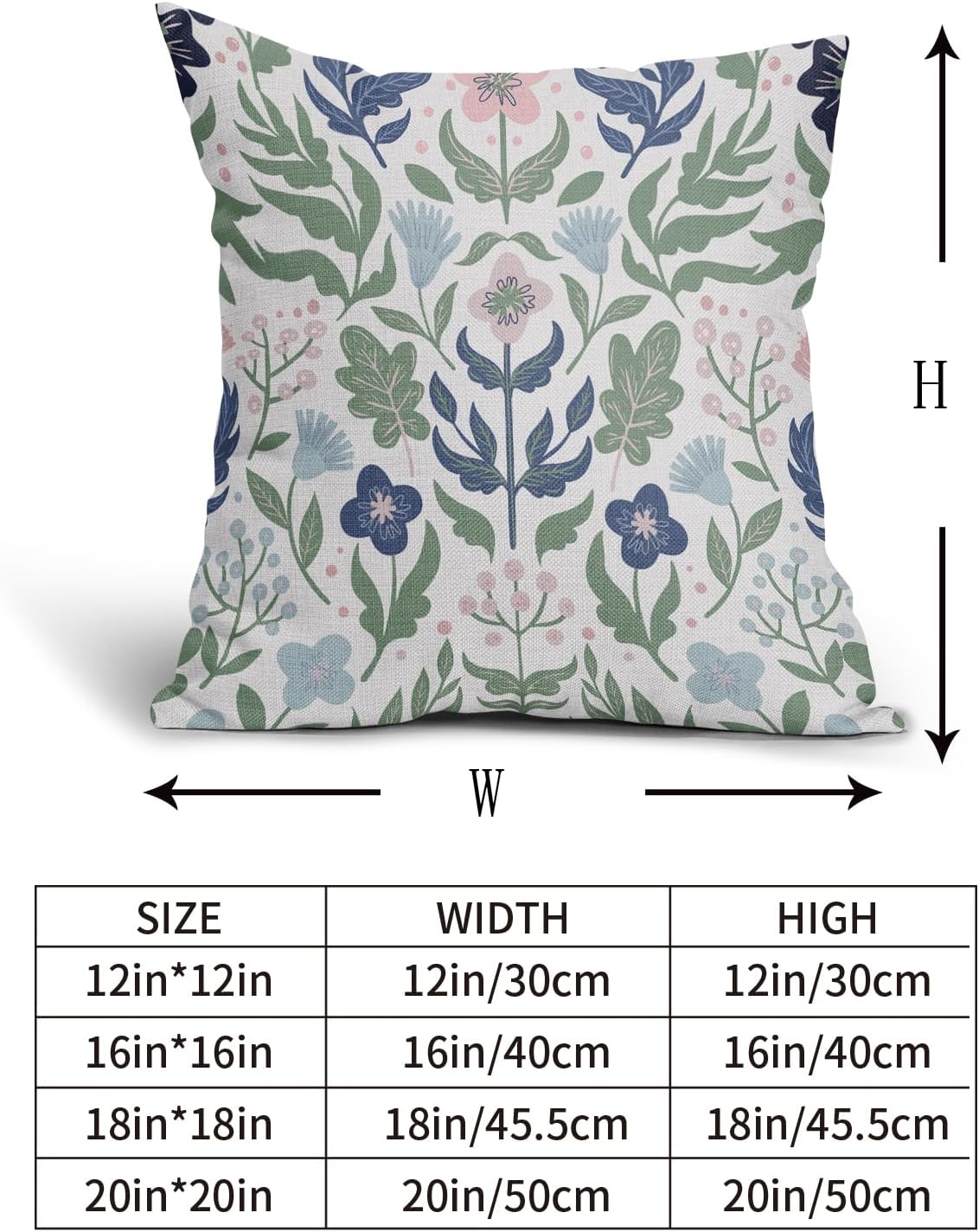 Blue Green Floral Pillow Covers 24x24 Set of 2 Navy Pink Sage Flower Flower Block Print Decorative Throw Pillowcases Outdoor Spring Summer Farmhouse Cushion Cases Decor for Home Couch Sofa Bed