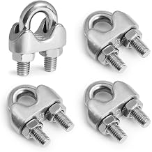 4pcs M5 Wire Rope Clamp, 3/16 inch Cable Clamps Stainless Steel Wire Rope Clips