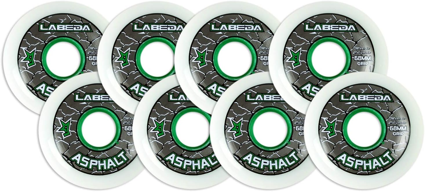 Labeda Asphalt Outdoor Inline Roller Hockey Wheels 68mm White 83A Outdoor 8-Pack