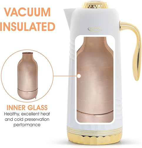Miniatura 2 de SAFURA Jarra de café aislada  Termo de café al vacío para mantener líquidos calientes y fríos, doble pared aislada, termo de café caliente,