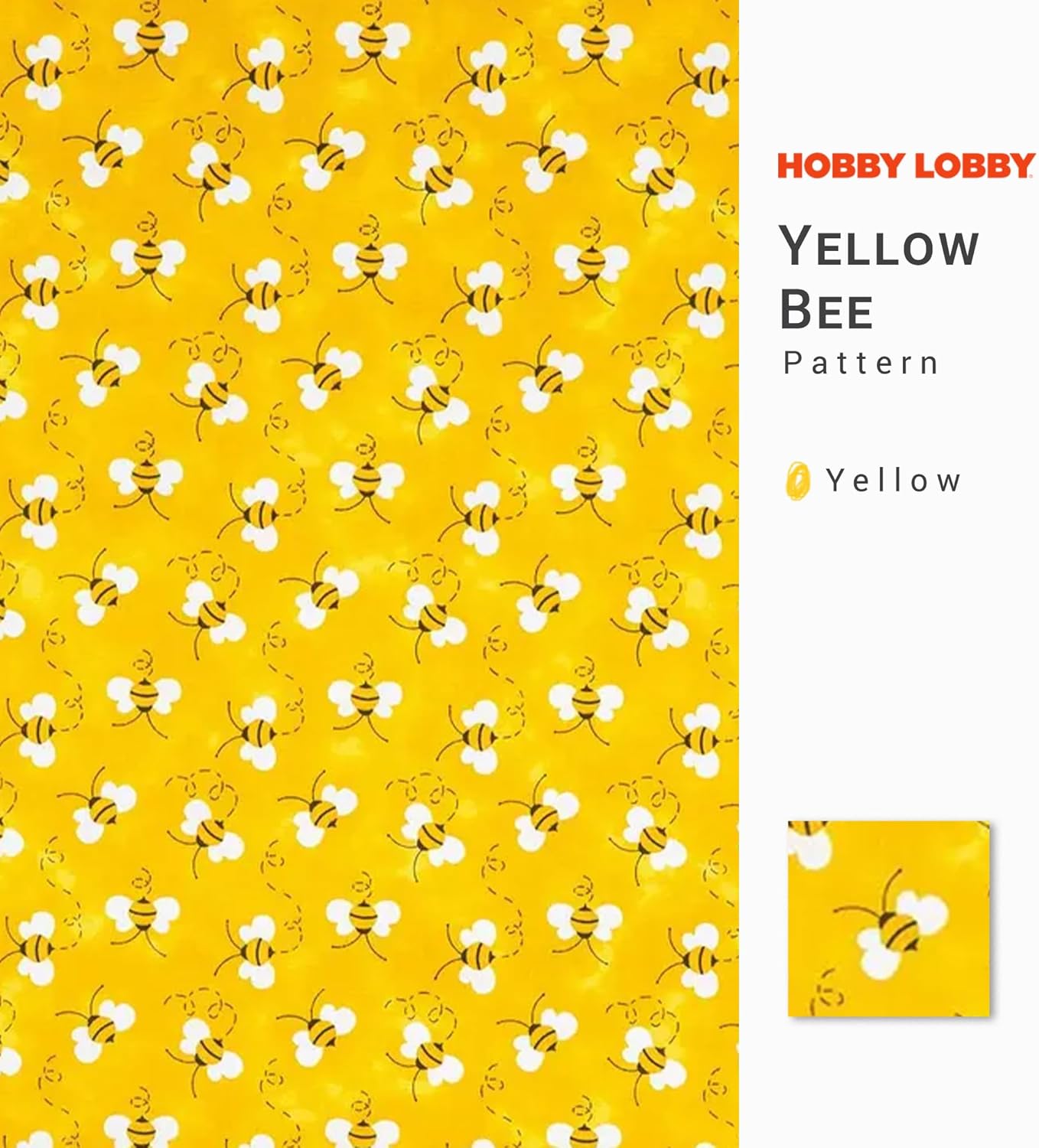 Hobby Lobby Yellow Bees Cotton Calico Fabric (2 Yard) - Printed Sewing Lightweight Precut Fabric for Sewing Clothes, Homeware, & Other Accessories