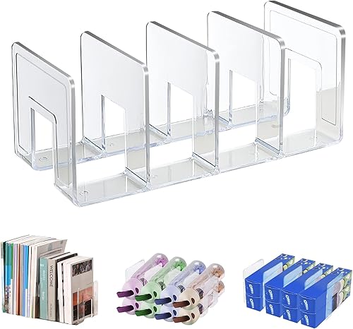 Marte Vanci Clasificador de archivos de acrílico transparente, organizador de archivos de escritorio resistente, soporte para libros, bolso, bolso