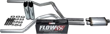 Truck Exhaust Kits - Shop Line Dual Exhaust Sytem 2.5 inch Aluminized Pipe Flowmaster Flow FX Muffler Chrome Tips