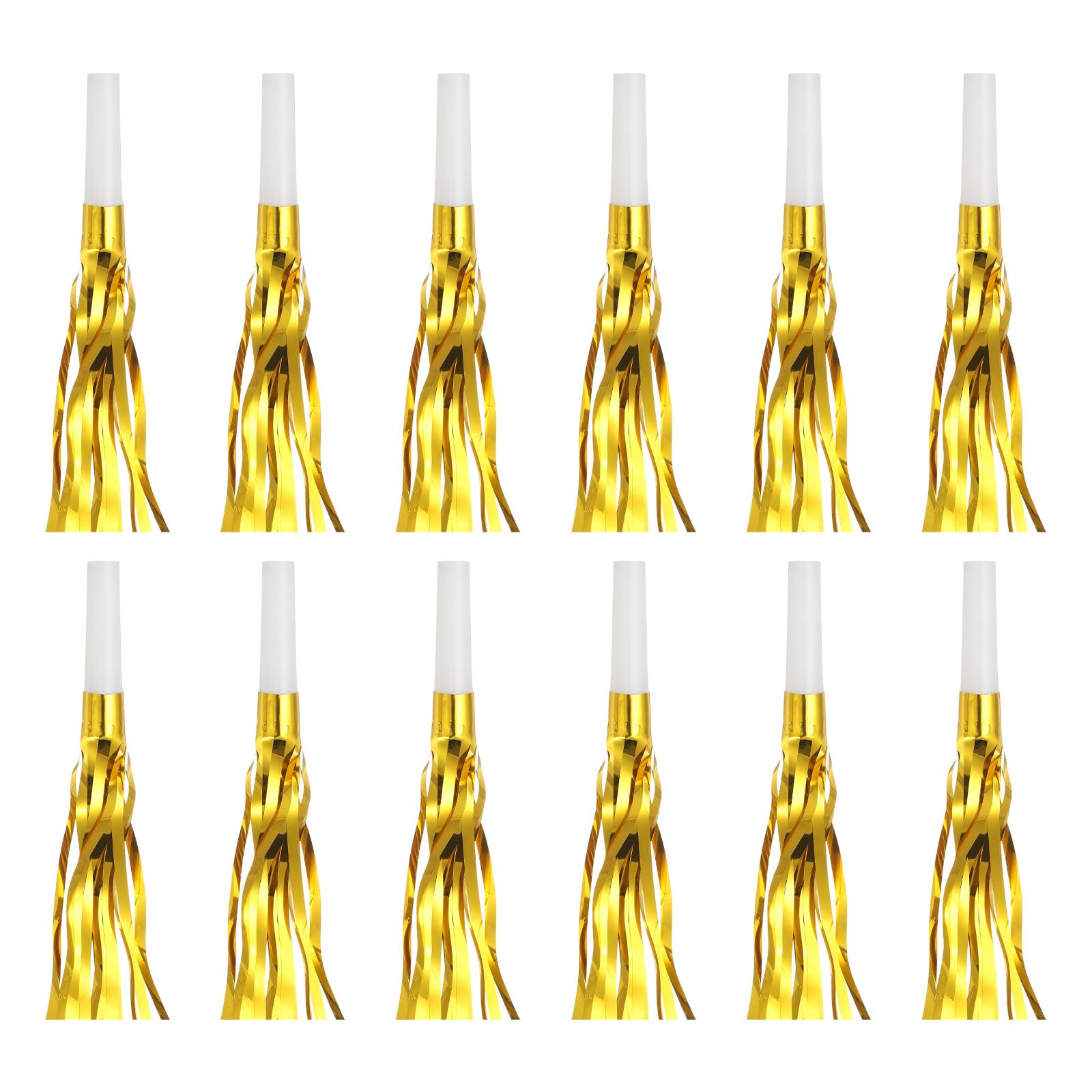 sourcing map 48 Pcs Fringed Noise Makers, Metallic Fringe Party Blowers Party Favors for Sports Events Birthday Parties Graduation Ceremonies Christmas New Year Gift Decorations, Gold Tone