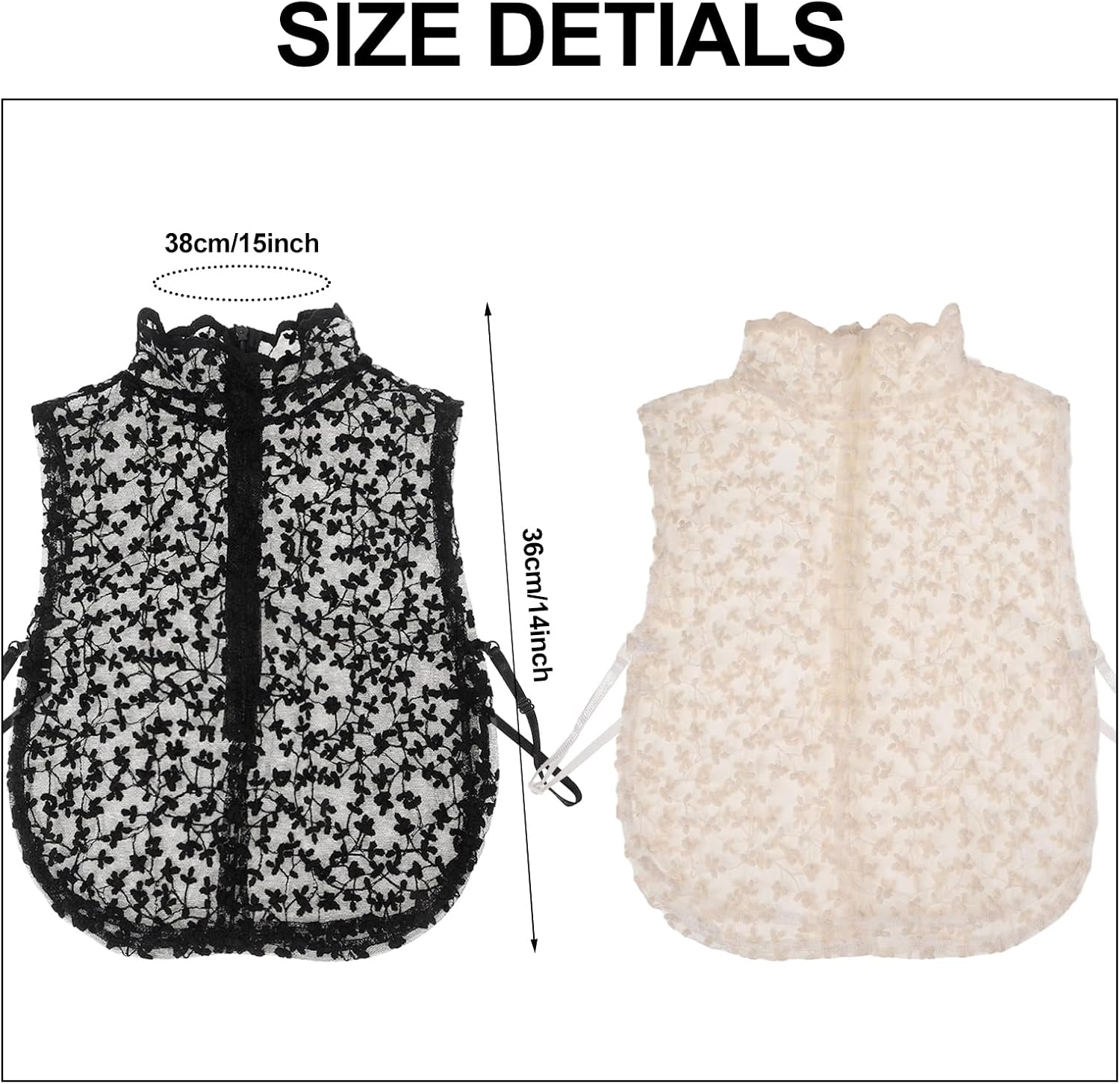 XEPST Lace Collar Detachable Dickey Collar for Women Half Shirt Blouse Collared Shirt Attachment Undershirts for Girls - Image 3