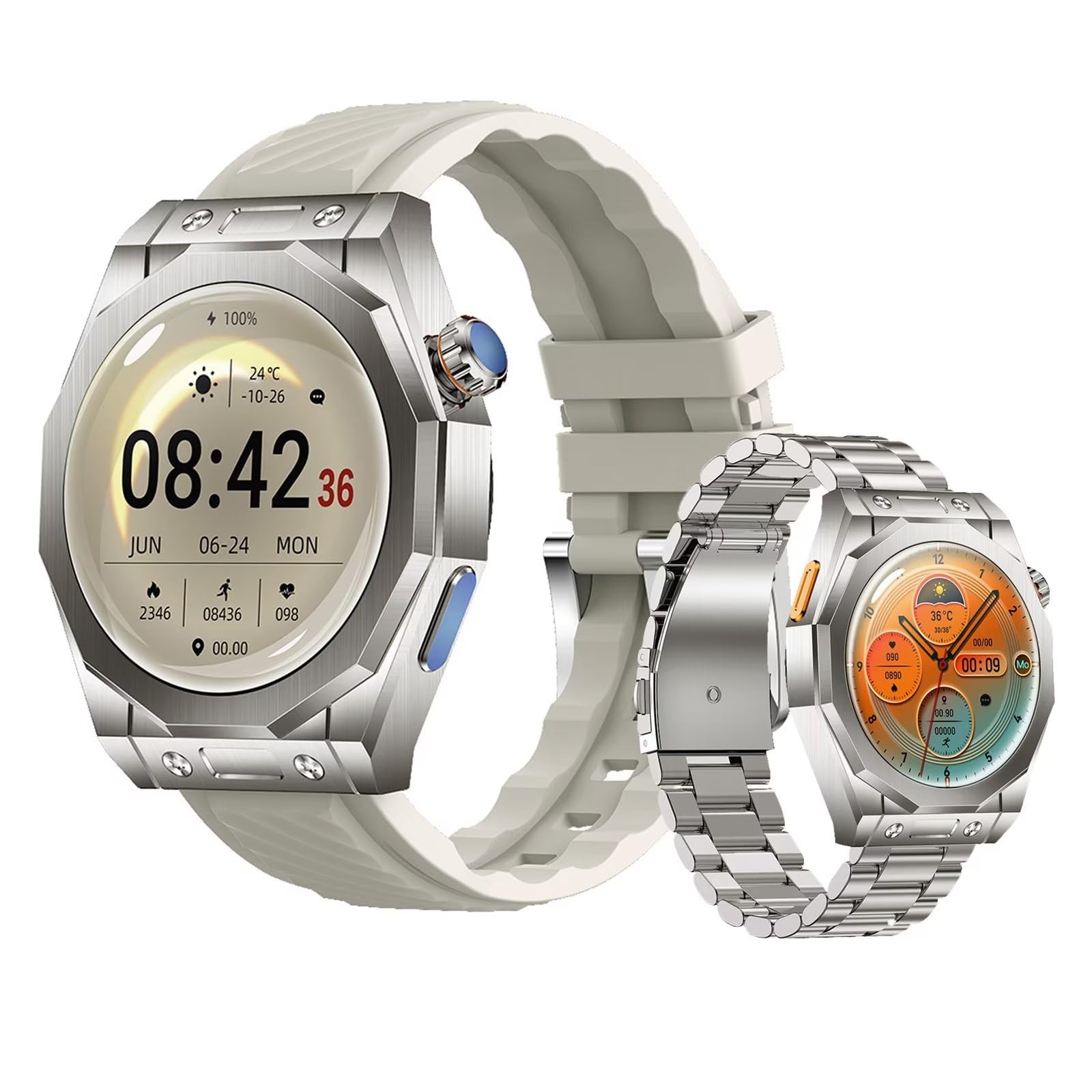 DAXIAOYU Bluetooth Smart Watch Fitness Watch with Heart Rate SpO2 Blood Pressure Multi Sports Modes Smartwatch,for Android iOS,White