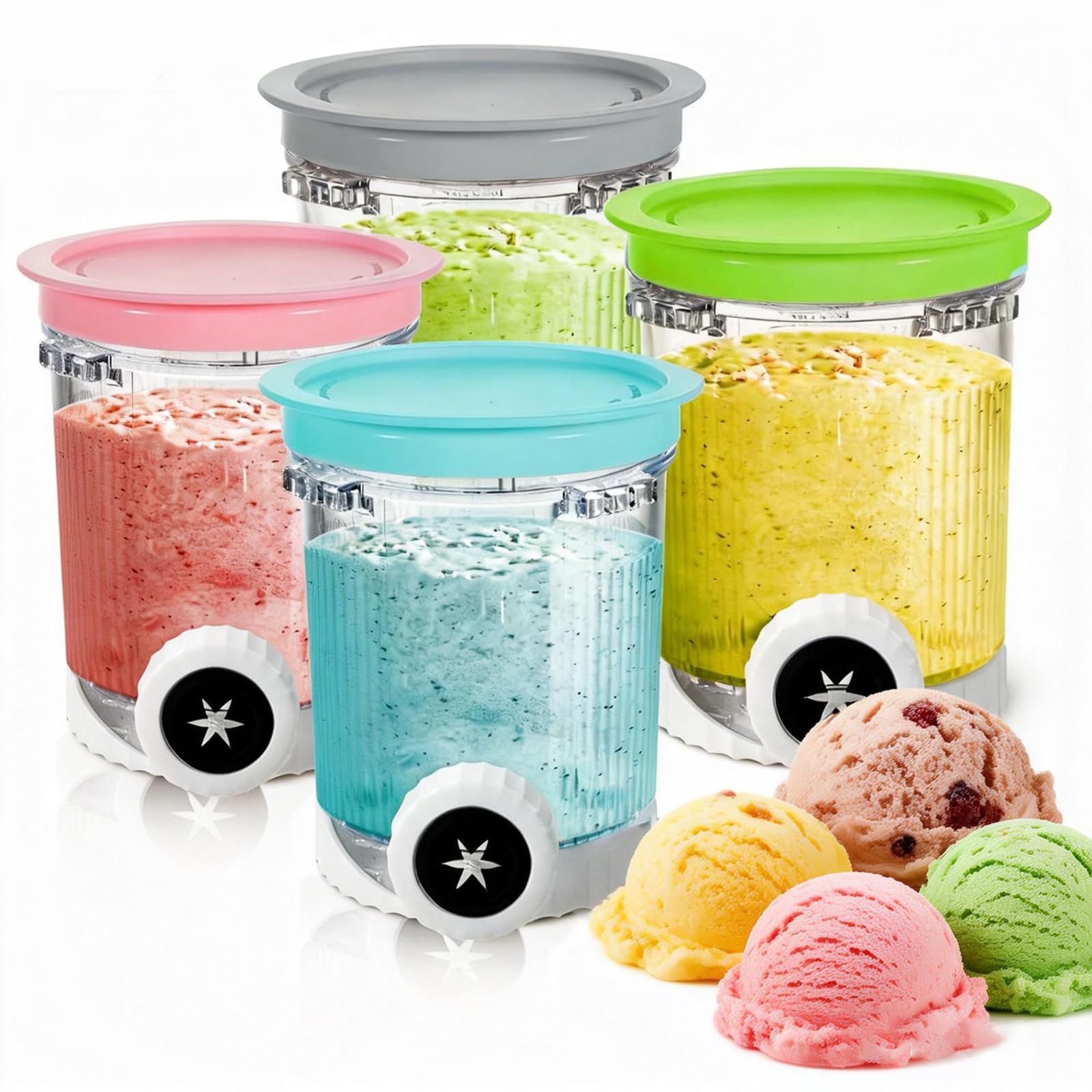 4 Pack Ninja Swirl Tubs with Nozzles for NC700 NC701 Series, BPA‑Free