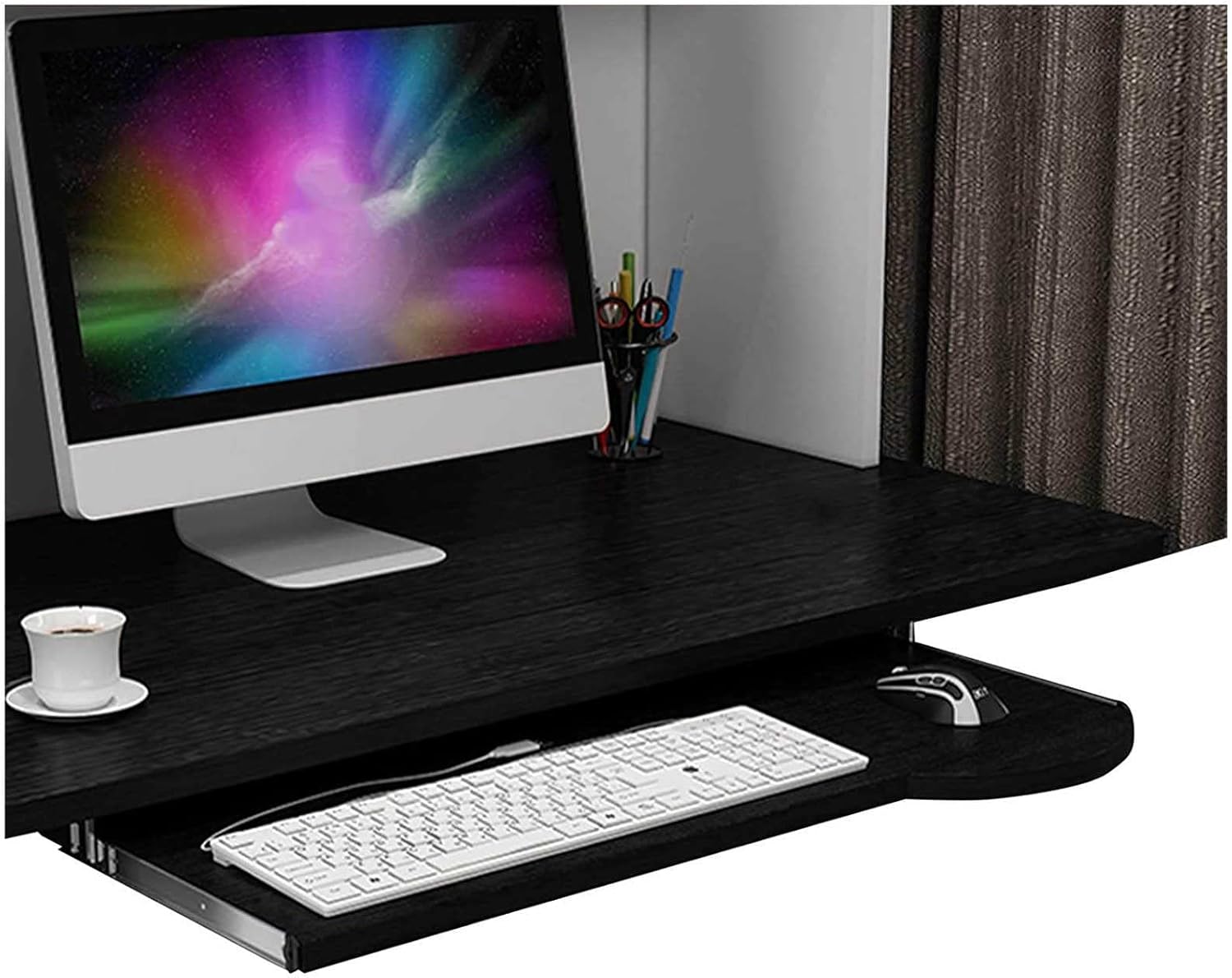 Wooden Keyboard Tray Under Desk Sliding,Height Adjustable Keyboard