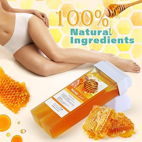 Miniatura 2 de Beth lee - Kit de depilación en rollo de miel, calentador de cera doble con 3 cartuchos de cera de miel, rodillo de cera depilatoria para piernas,