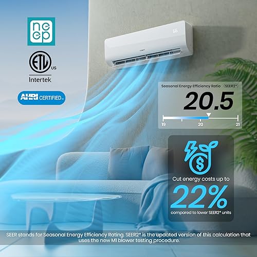 Miniatura 3 de TOSOT Aire acondicionado mini-Split de 9,000 BTU, sistema de calefacción de unidad de CA con inversor sin conductos habilitado para Wifi, compatible