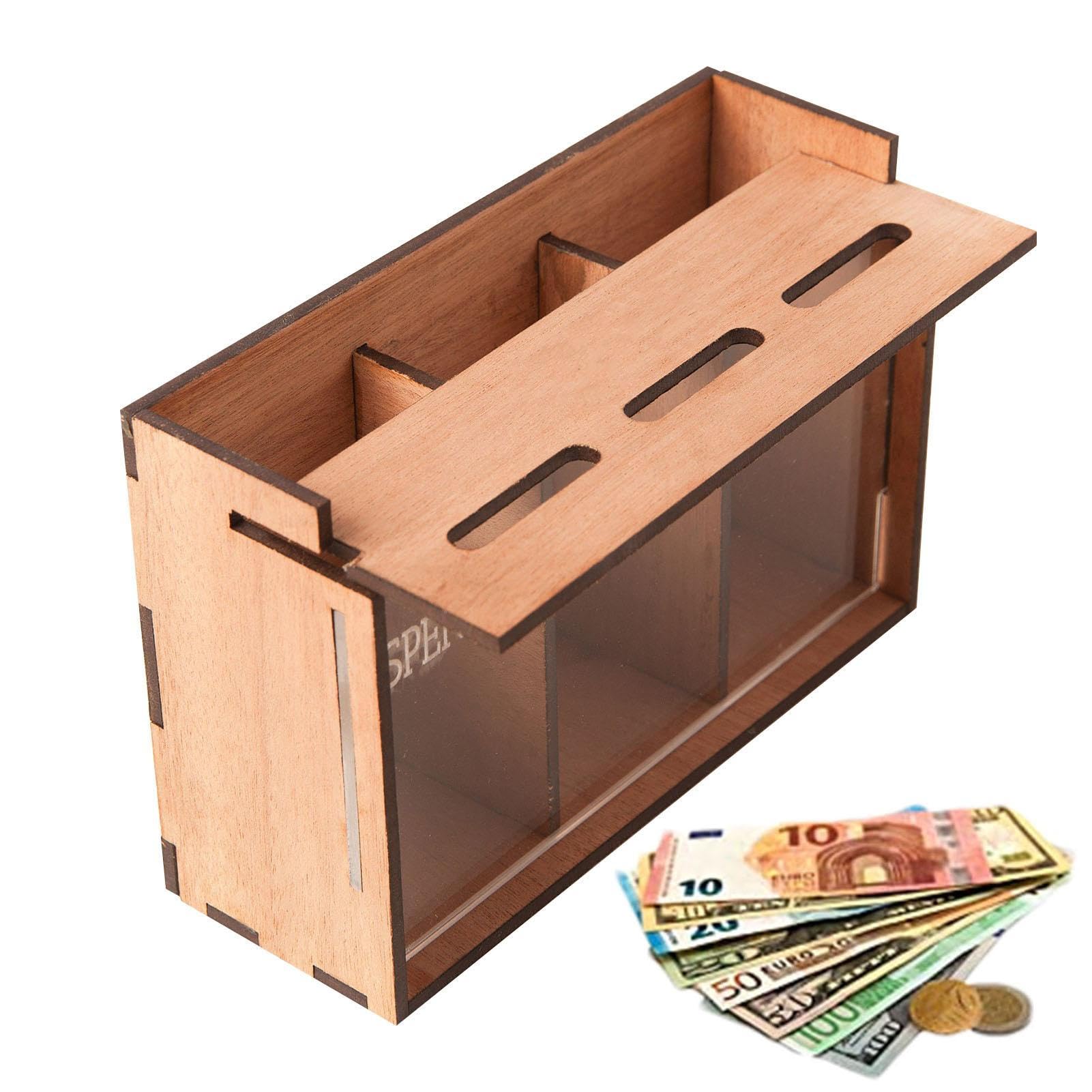 Rianpesn Piggy Bank Money Bank For Adults,Removable Wooden Coin Bank With Compartments | Portable Home Coin Banks, Money Box For Bedroom, Apartment