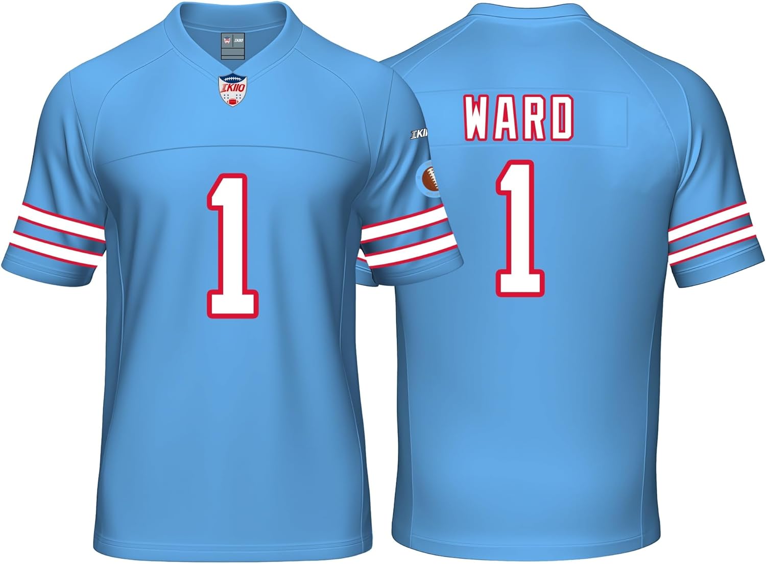 Custom Mens/Youth Football Stitched T-Shirt for Sports Fan Blue No Brand/Logos