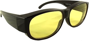 Night Driving Fit Over Glasses Wear Over Prescription Glasses - Yellow Lens Reduces Glare