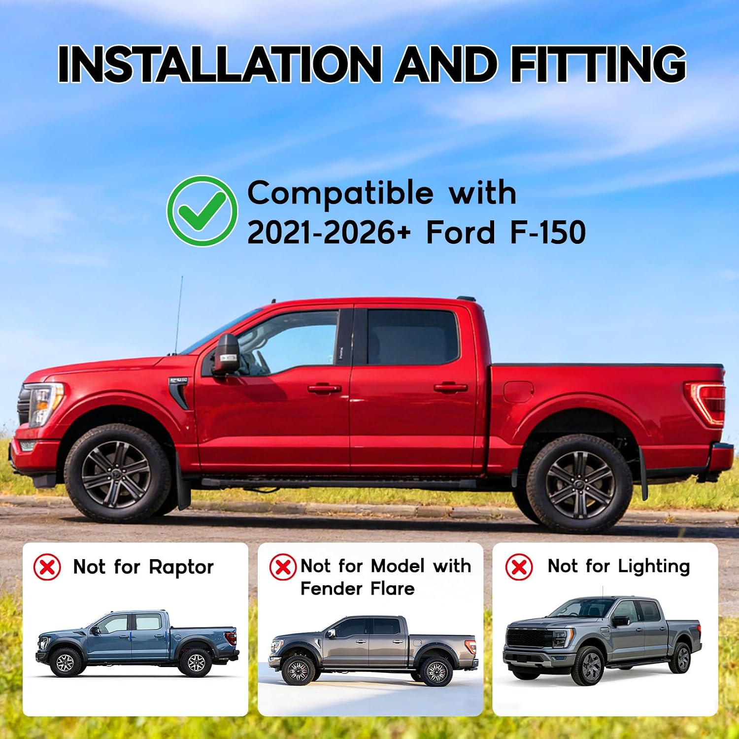 Mud Flaps for Ford F150 2021-2026,Mud Flaps Splash Guards No Drill Upgrade Fits F150 Pickup Truck Accessories,4PCS Front & Rear Truck Mud Guards with Hardware Mudflaps