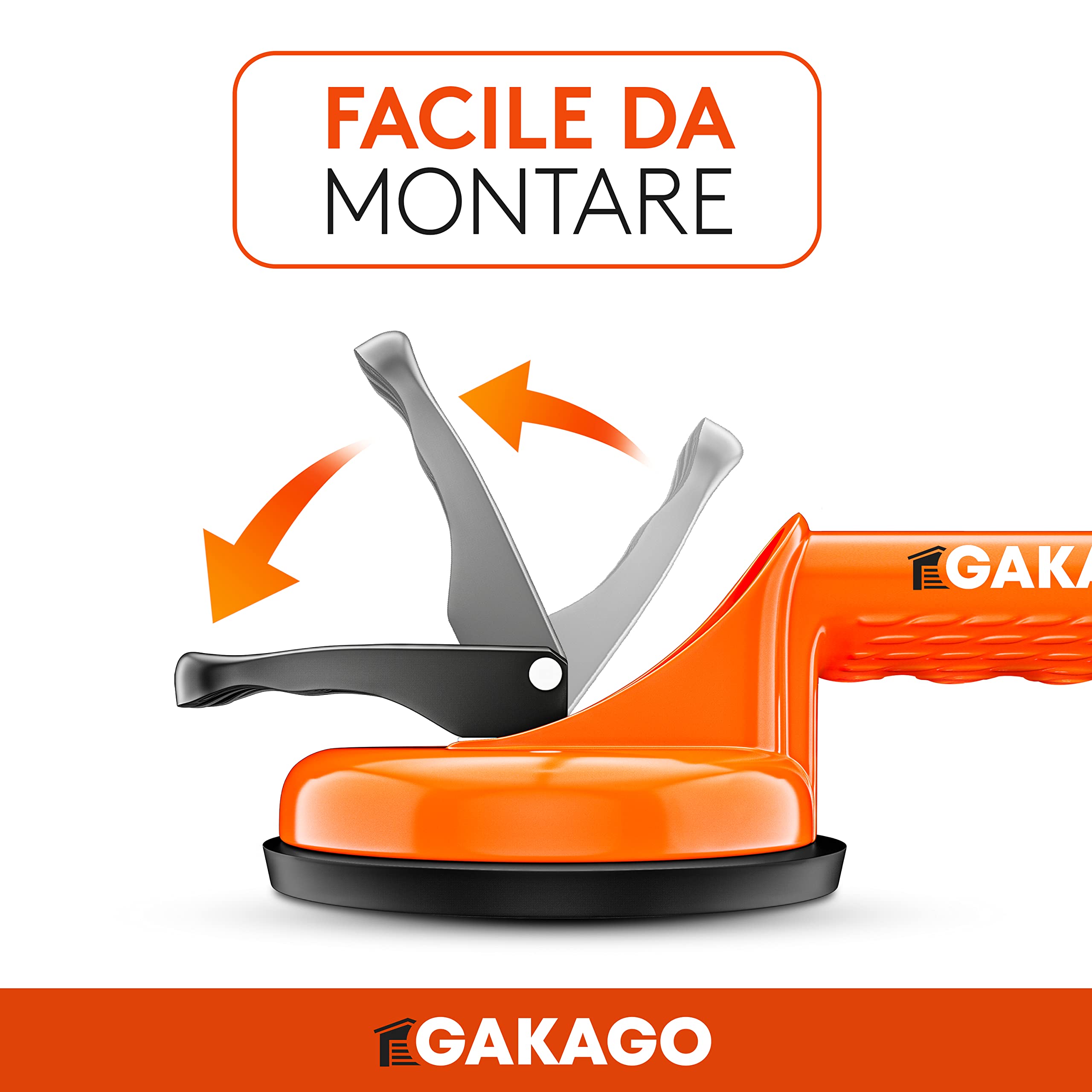 Gakago Sollevatore a ventosa (confezione da 2) - Maniglie di aspirazione ergonomiche e antiscivolo - Sollevatore a vuoto con portata di 120kg per il trasporto di piastrelle, laminato, vetri e finestre