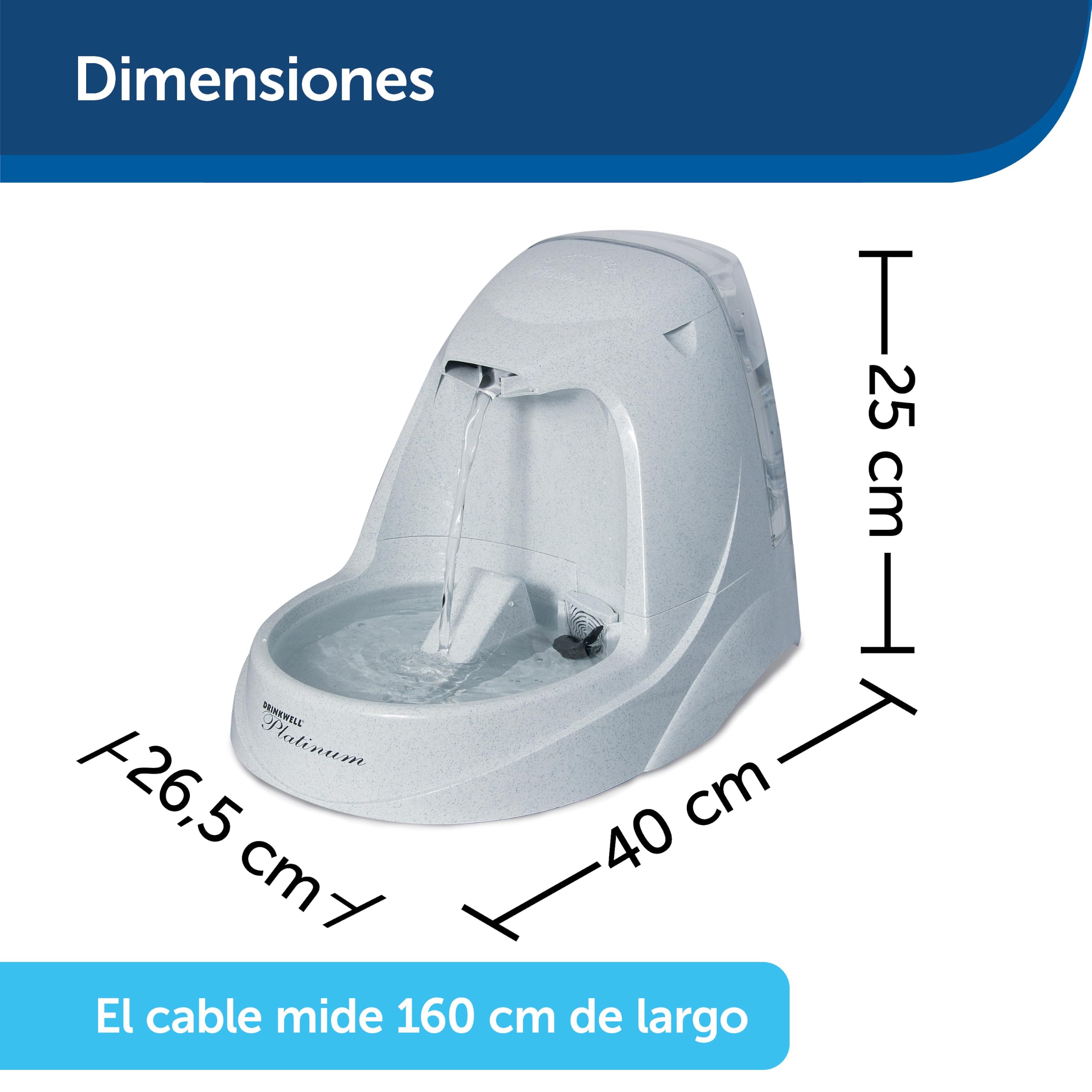 PetSafe Drinkwell Platinum Fuente para Mascotas | Agua Corriente, Sin BPA, Capacidad 6,3 Litros