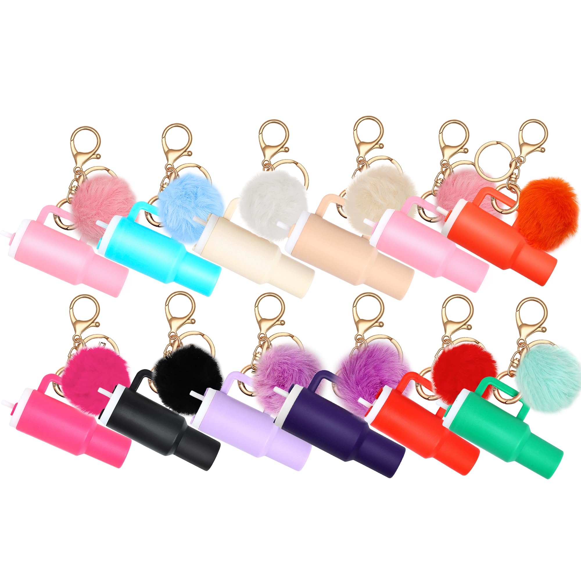 Pyotivol 8pcs or 12pcs Mini Tumbler Keychain for Stanley Cup Cute Chapstick Holder Key Chain Charms Backpack for Women Girls