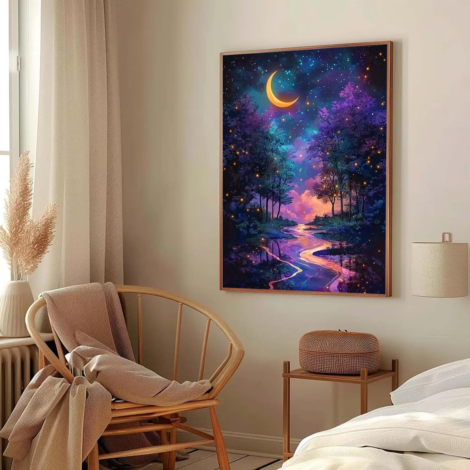 Ciel étoilé Peinture Numero Adulte, Avec Pinceau Acrylique 80x100cm j0-413 | Peinture par Numero Lune-1, Activité Manuelle Adulte Débutants, Tableau Decoration Murale, Cadeau Femme, Sans Cadre