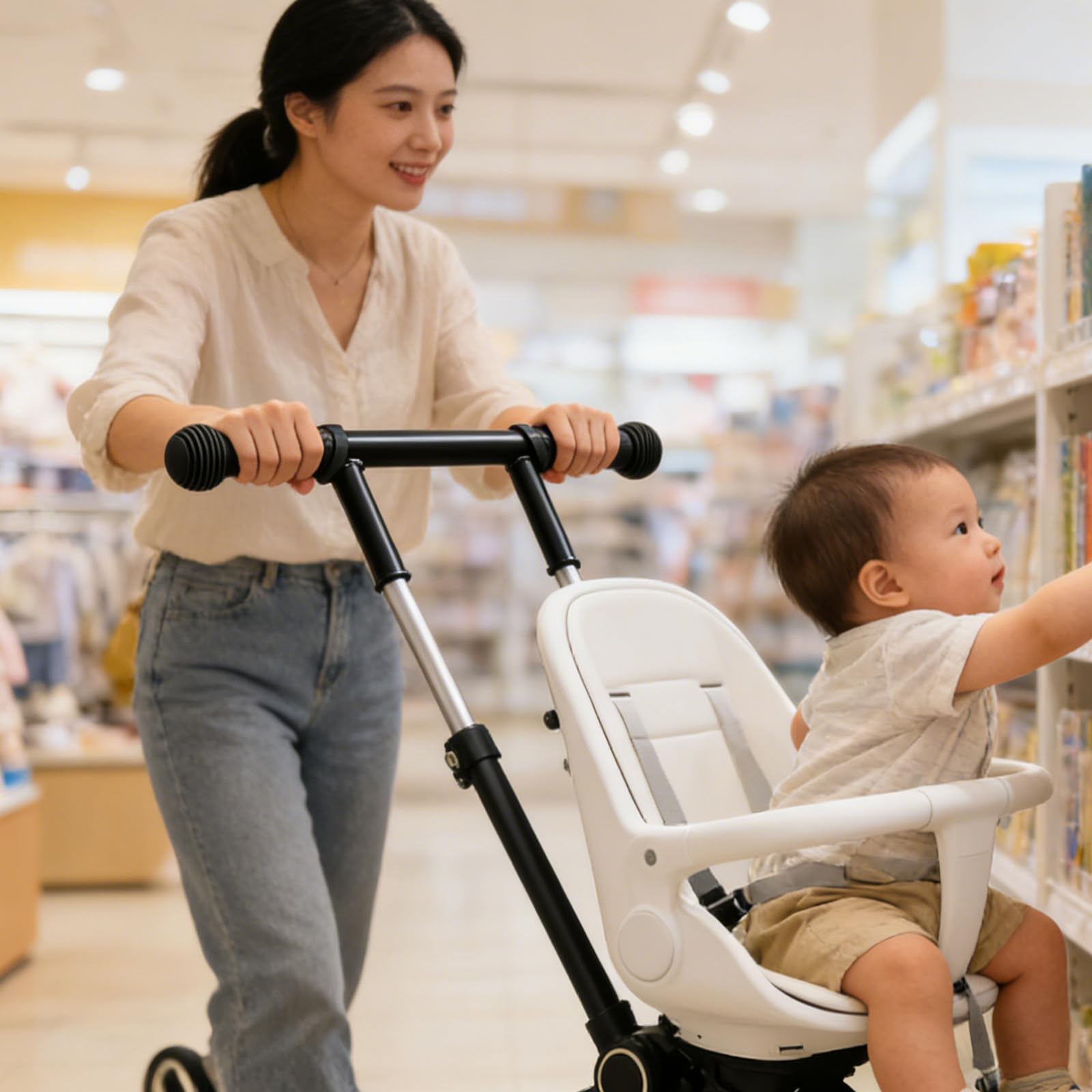 Barra di estensione per maniglia del passeggino: passeggia comodamente con l'estensione per maniglia del passeggino per genitori più alti - Si adatta a manubri con diametro interno di