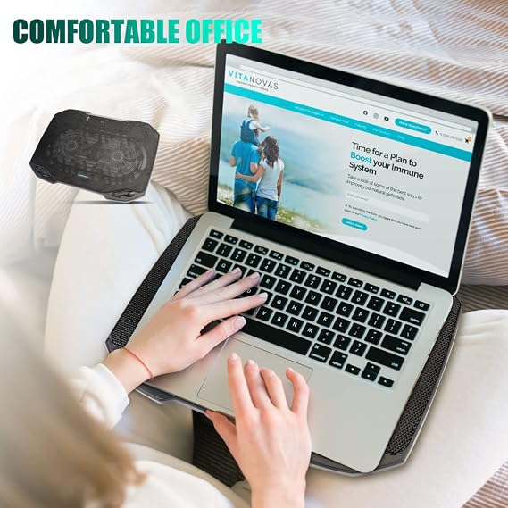 LIANGSTAR Laptop Cooling Pad, Gaming Laptop Cooler with 2 Quiet Big Fans, RGB 7 Color Light Change, Portable USB Laptop Stand 11 to 15.6 Inch, Slim and Easy Carry Working Study Outdoor Travel