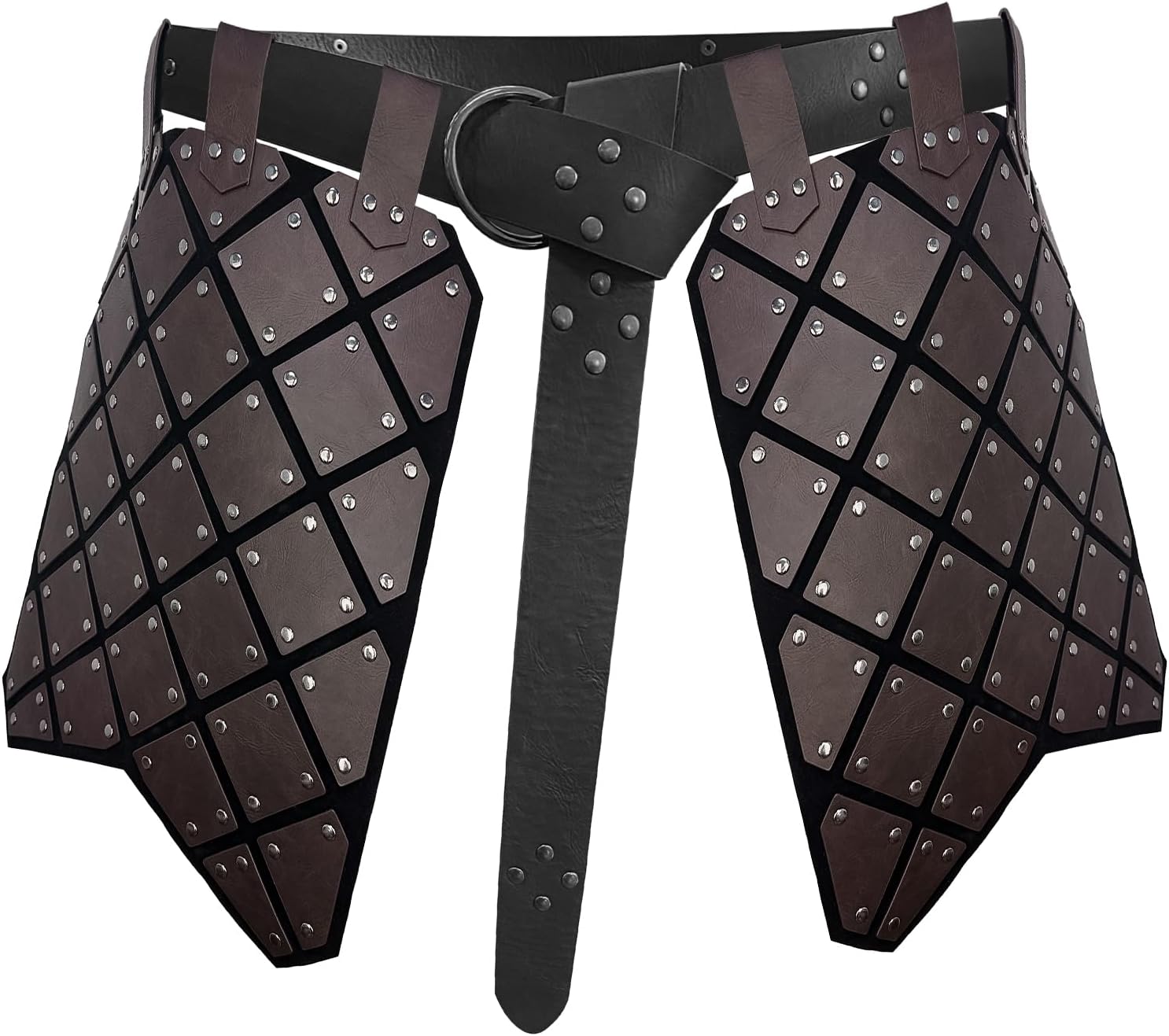 HiiFeuer Medieval Faux Leather Thigh Armor, Retro Double Sides Waist Armor with Belt, Mercenary&Knights Skirt Armor for LARP