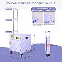 Vista 240 de FELICON SELORSS - Carrito plegable portátil con ruedas para subir escaleras y ruedas giratorias de 360°, mango telescópico, caja de plástico