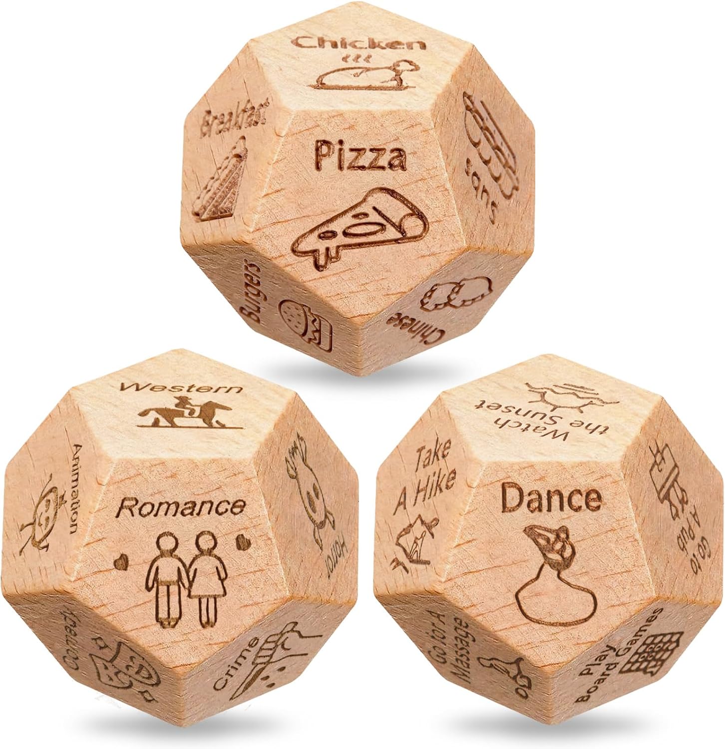 3 PCS Dice Set for Couples, Stocking Stuffers Gifts for Her Him, Anniversary Day Food Decision Dice Couple Gifts Girlfriend Boyfriend for Adults Valentines Birthday Wedding Food Dice