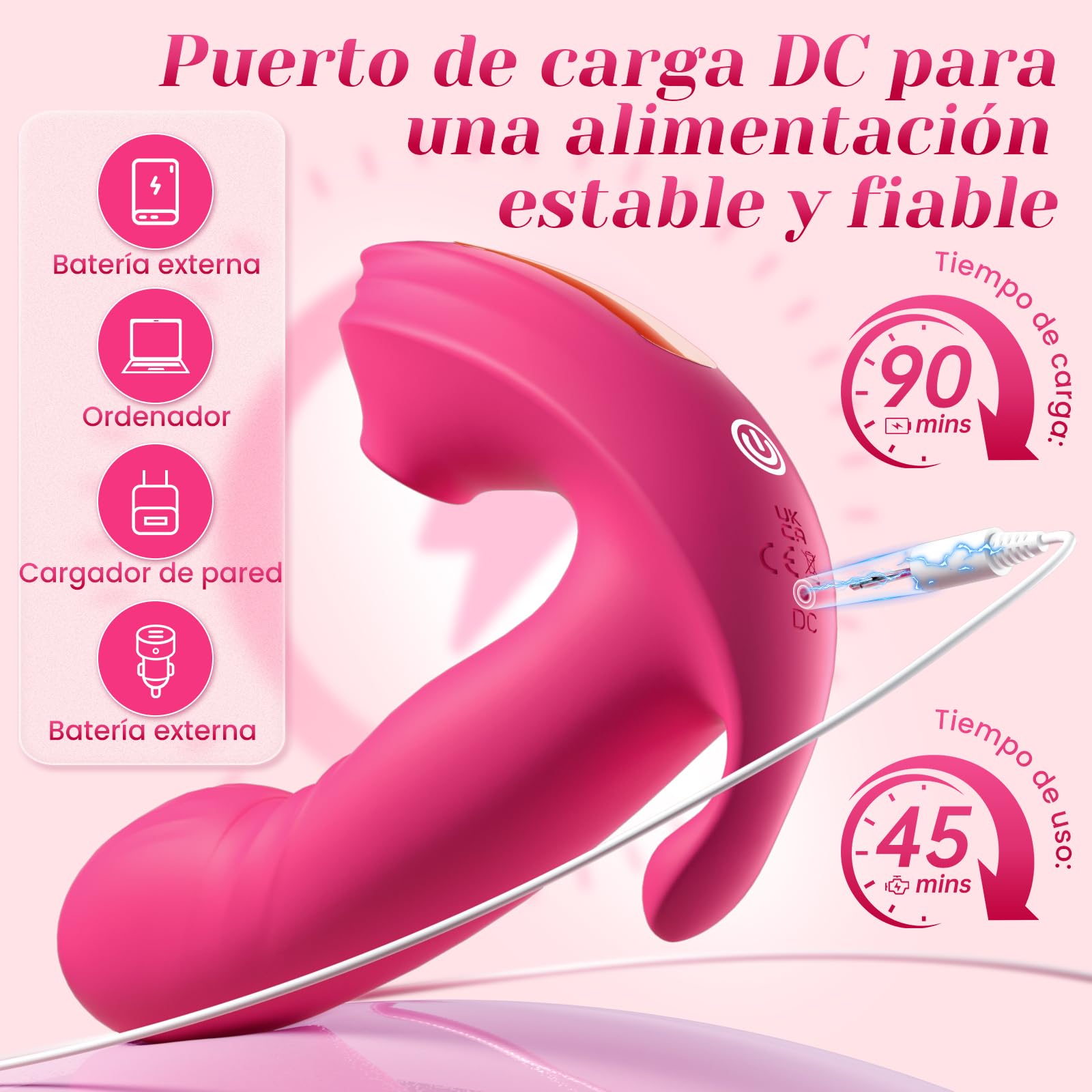Vibradorador Mujer con Succionador de Clítoris Femenino, Estimulador Externo e Interno con Mando a Distancia, 10 Modos de Succión y 10 Vibraciones, Silicona Suave, IPX5 Resistente al Agua, Recargable
