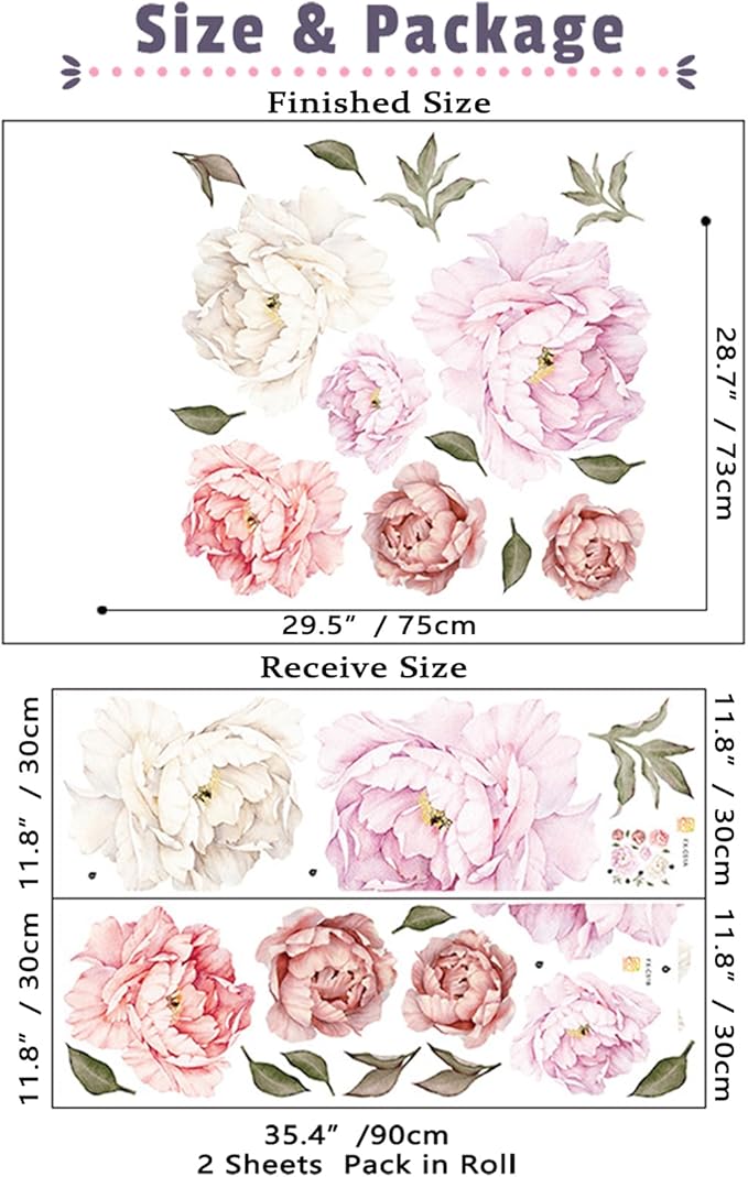 Vinilos Decorativos Flores Peony Acuarela Dosminer miniatura 6